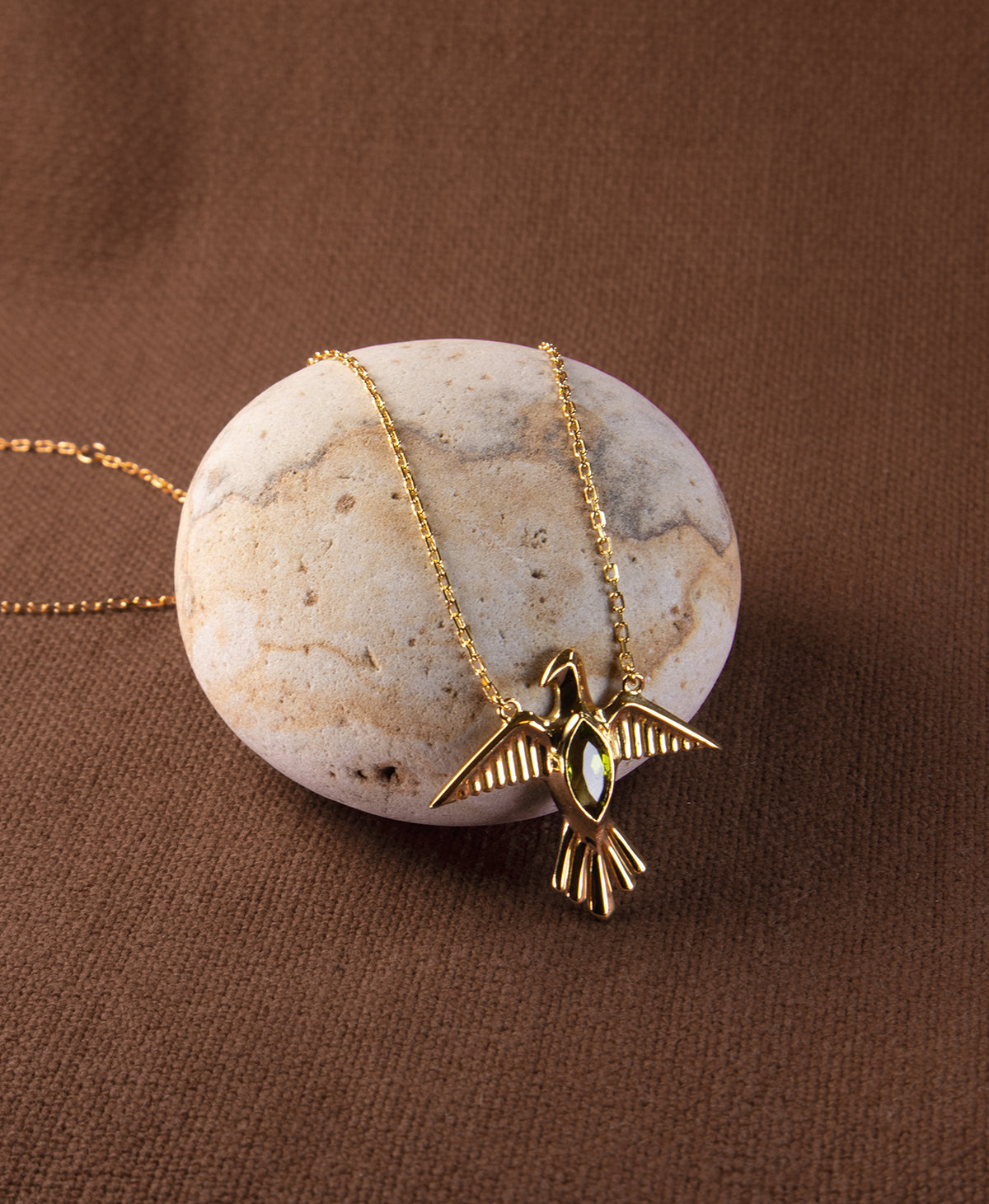 Birds of a Feather Necklace - 22k Gold Vermeil, Peridot