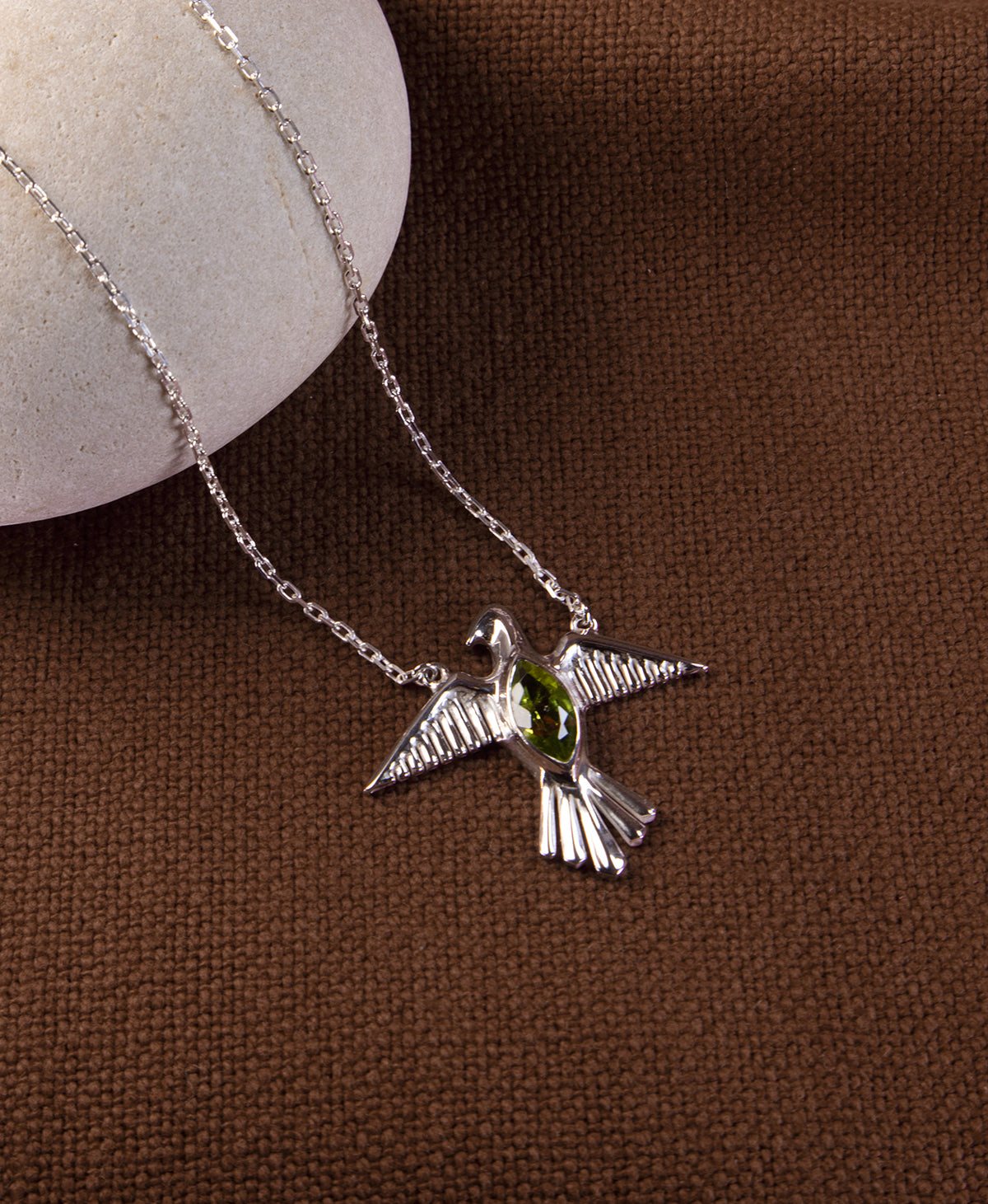 Birds of a Feather Necklace - 925 Sterling Silver, Peridot