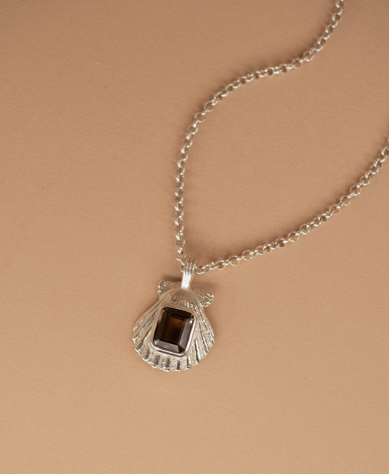 Alara Necklace - 925 Sterling Silver, Smoky Quartz