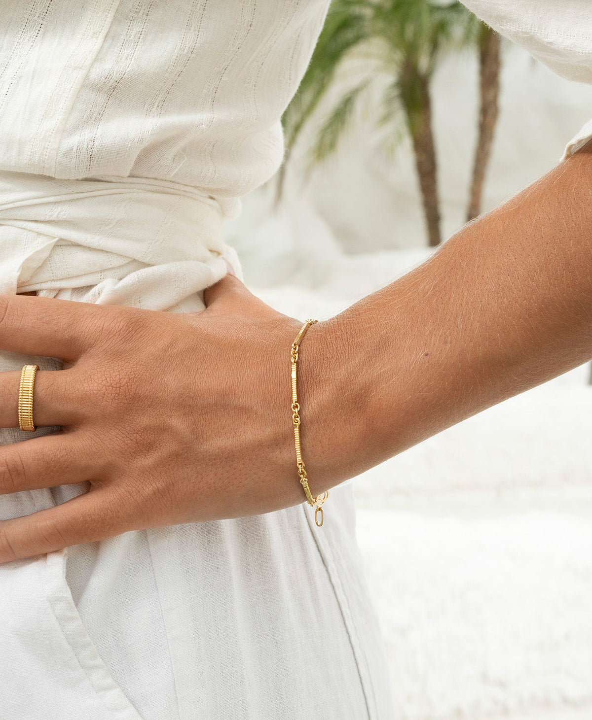 Ameena Bracelet and 50cm Chain Gift Set - 22k Gold Vermeil