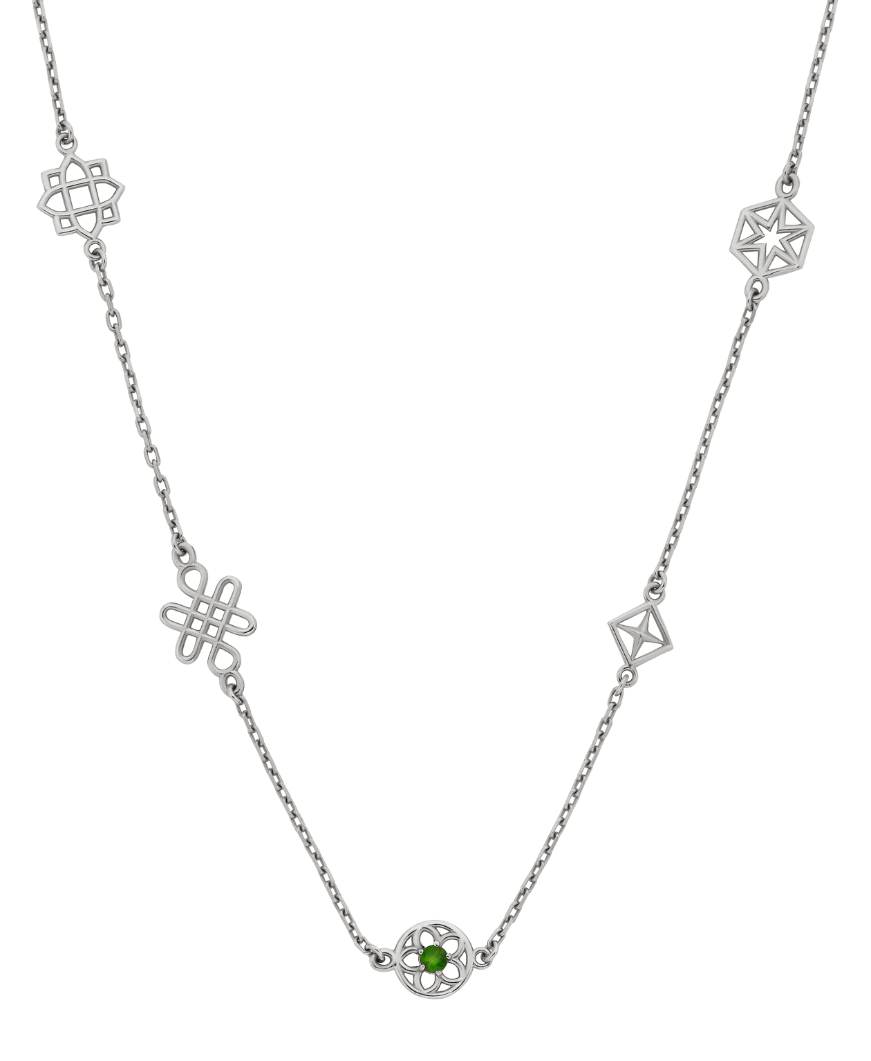 Aura Necklace - 925 Sterling Silver, Chrome Diopside