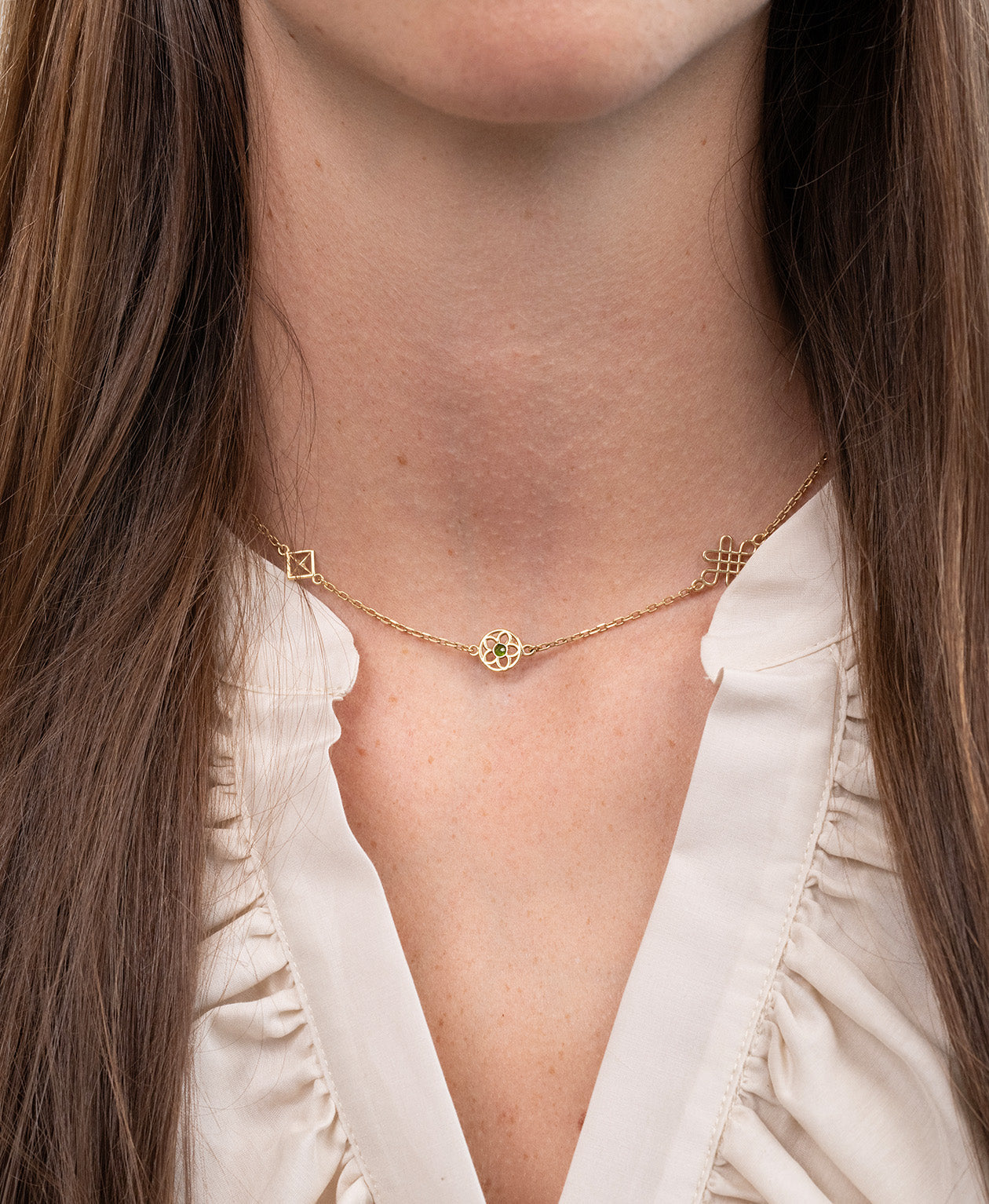 Aura Necklace - 22k Gold Vermeil, Chrome Diopside