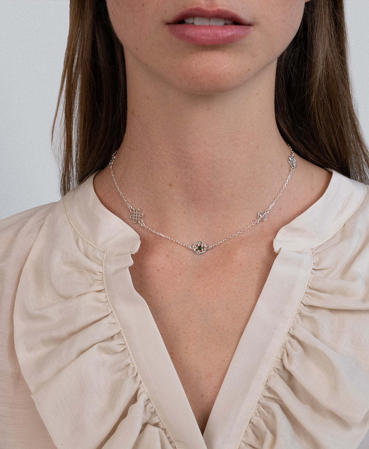 Aura Necklace - 925 Sterling Silver, Chrome Diopside