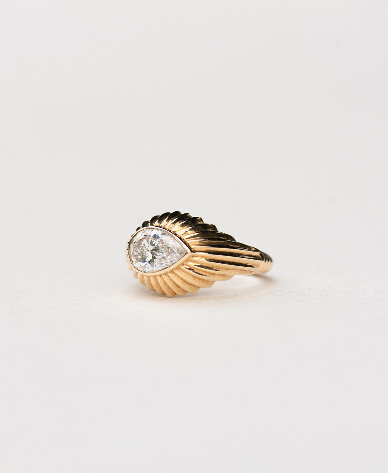 Aurora Ring - 18k Yellow Gold, Pear Brilliant Cut Lab Grown Diamond 1.50 carat