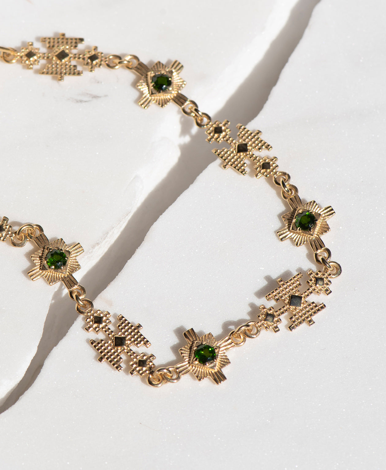 Ayllu Bracelet - 22k Gold Vermeil, Chrome Diopside