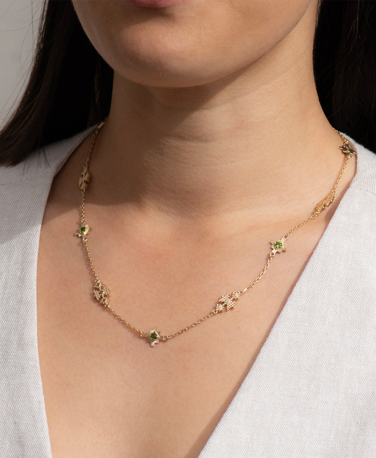 Ayllu Necklace - 22k Gold Vermeil, Chrome Diopside