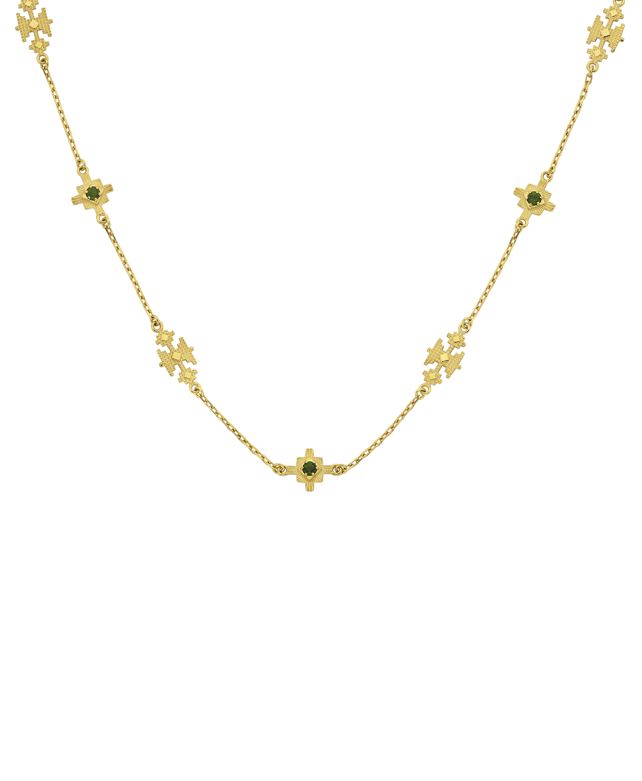 Ayllu Necklace - 22k Gold Vermeil, Chrome Diopside