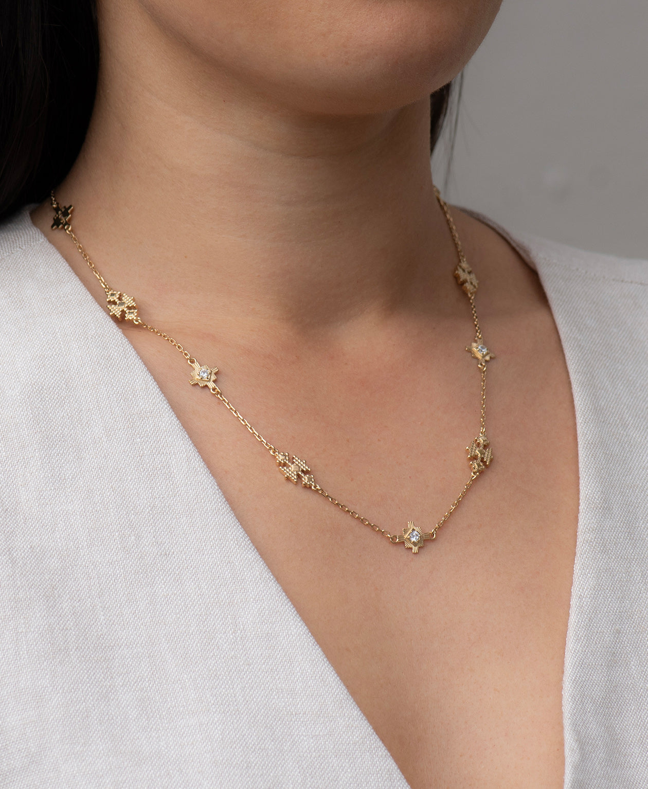 Ayllu Necklace - 22k Gold Vermeil, White Zircon
