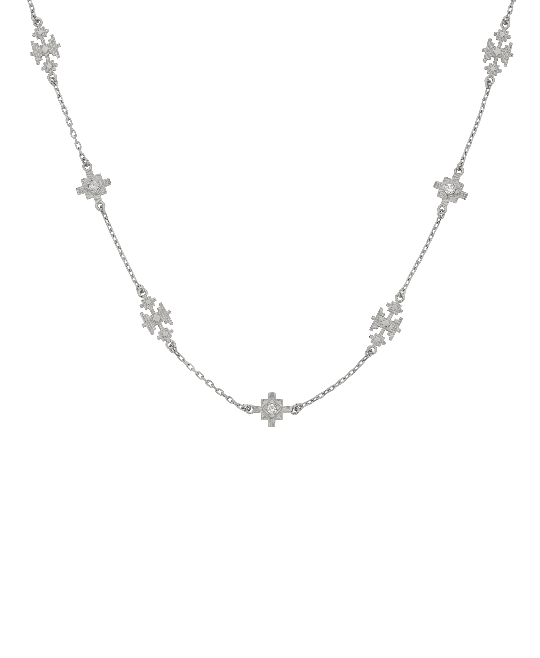 Ayllu Necklace - 925 Sterling Silver, White Zircon