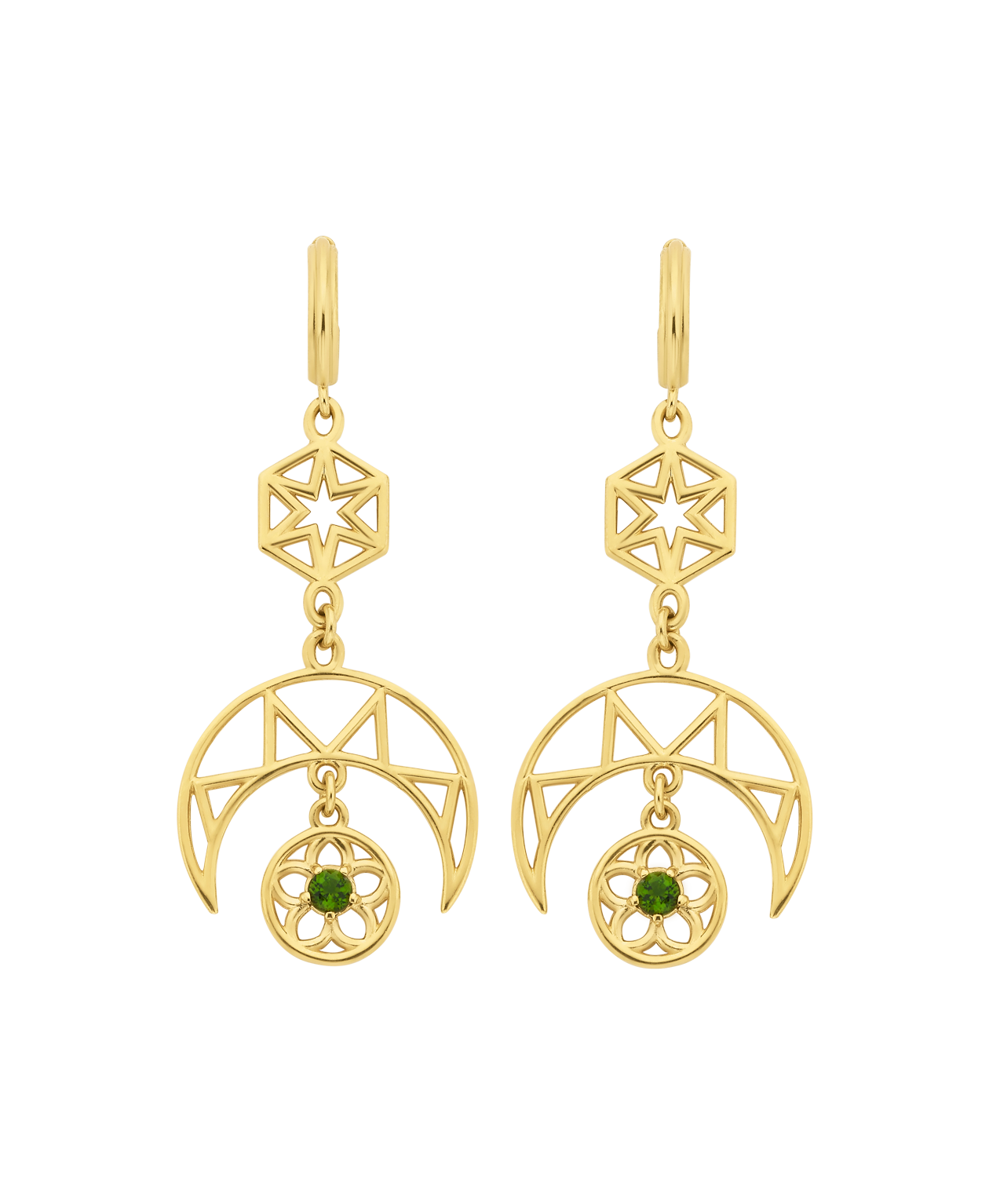 Balance Earrings - 22k Gold Vermeil, Chrome Diopside