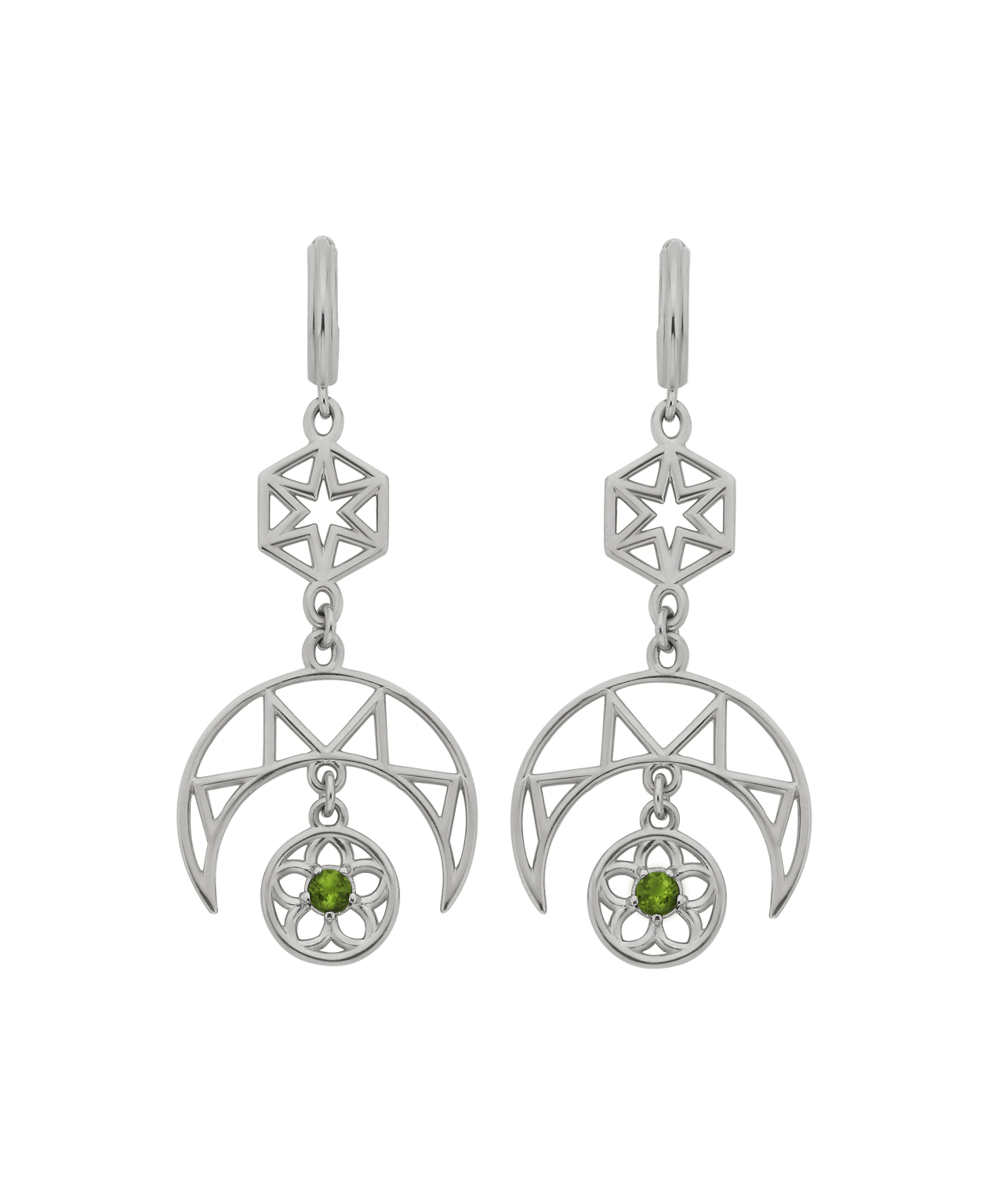 Balance Earrings - 925 Sterling Silver, Chrome Diopside