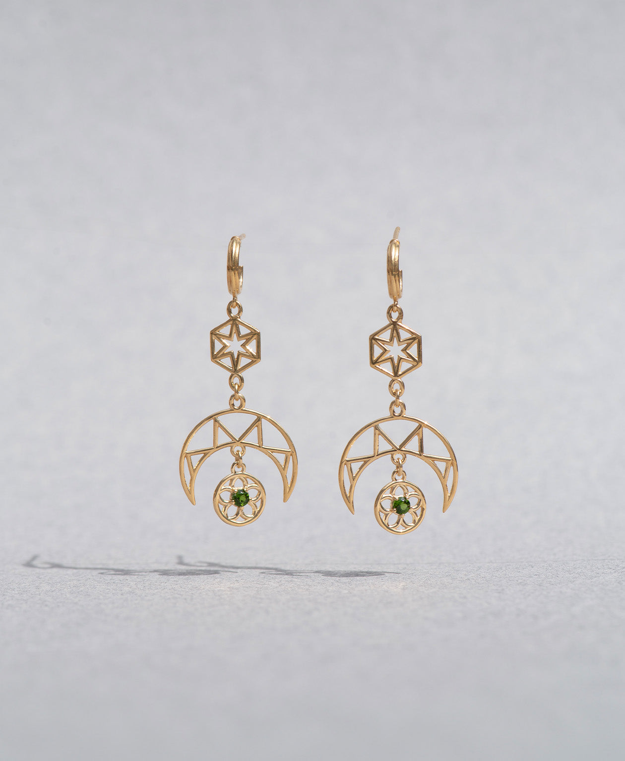 Balance Earrings - 22k Gold Vermeil, Chrome Diopside