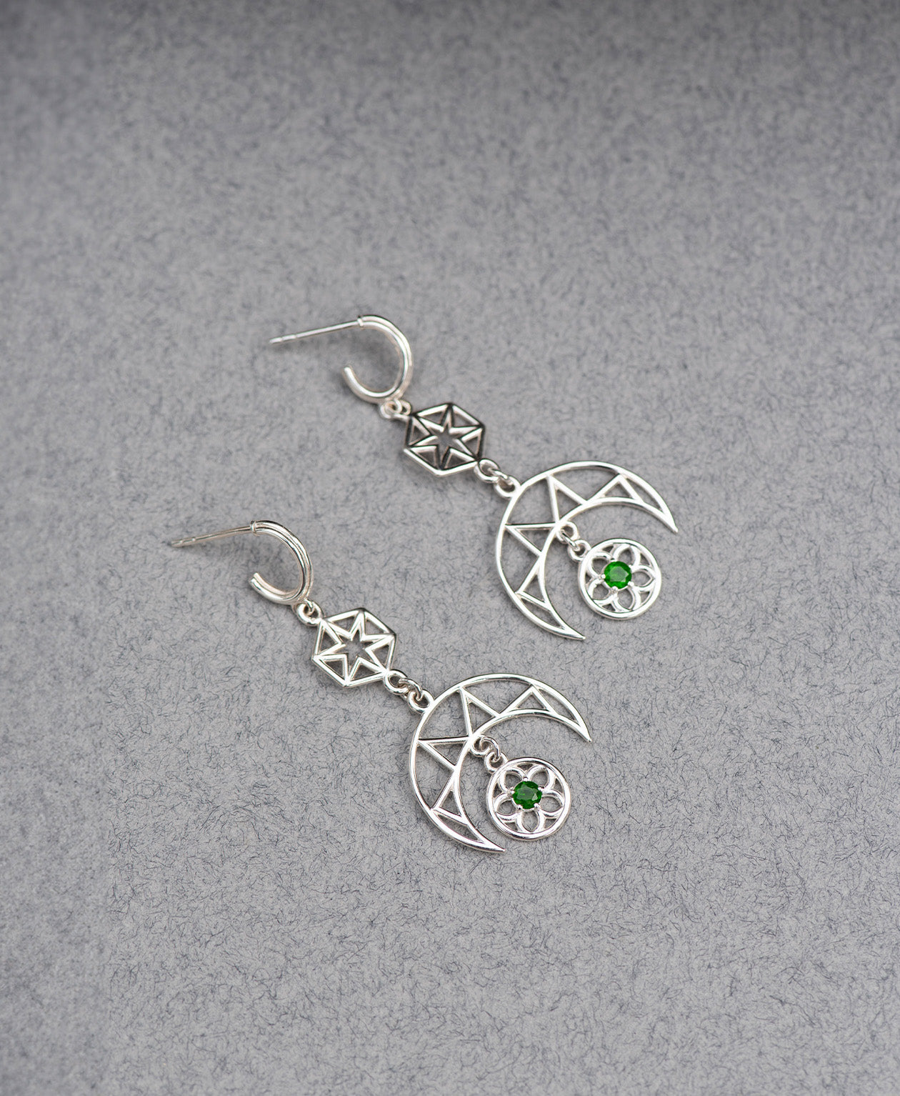Balance Earrings - 925 Sterling Silver, Chrome Diopside
