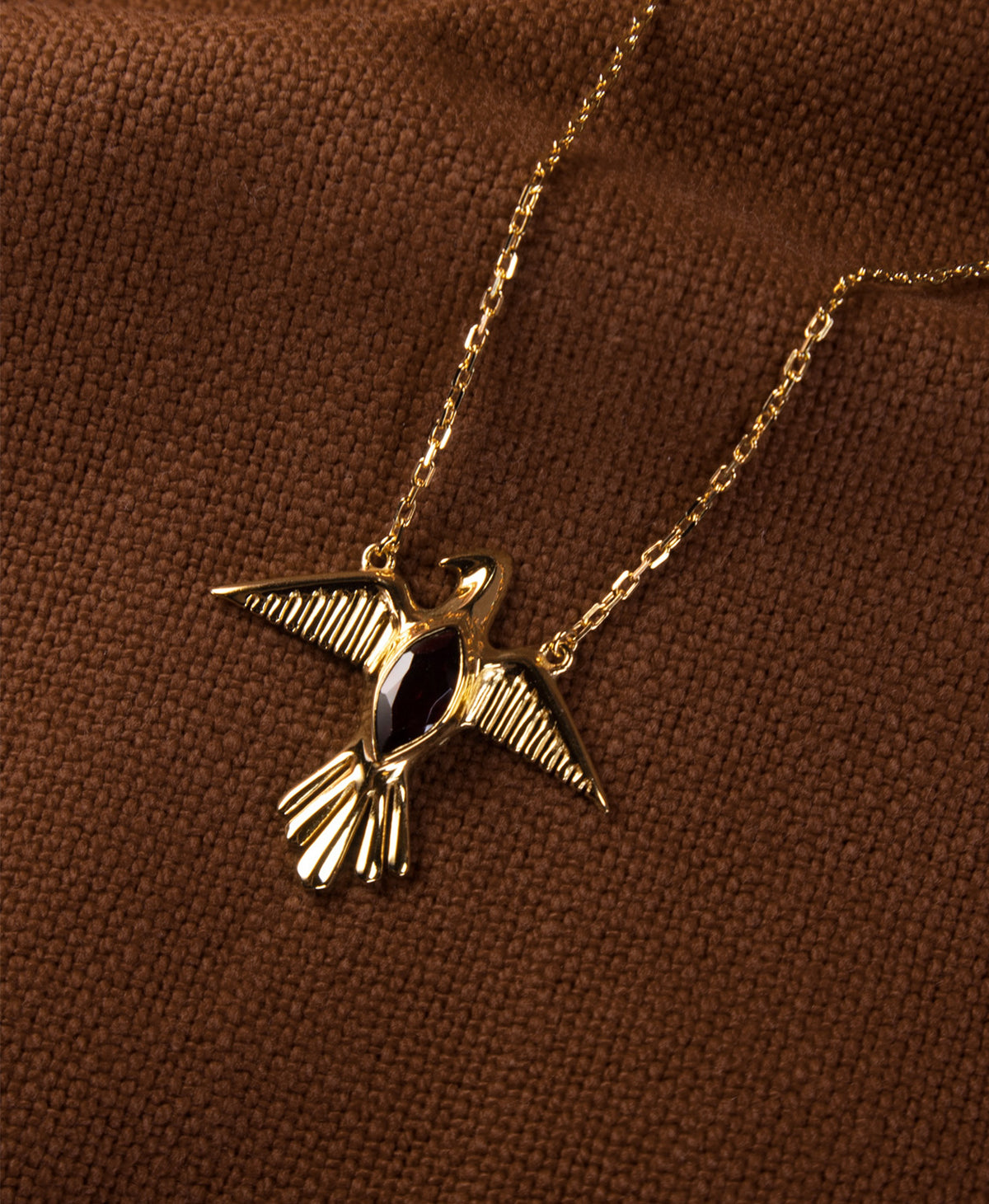 Birds of a Feather Necklace - 22k Gold Vermeil, Rhodolite Garnet