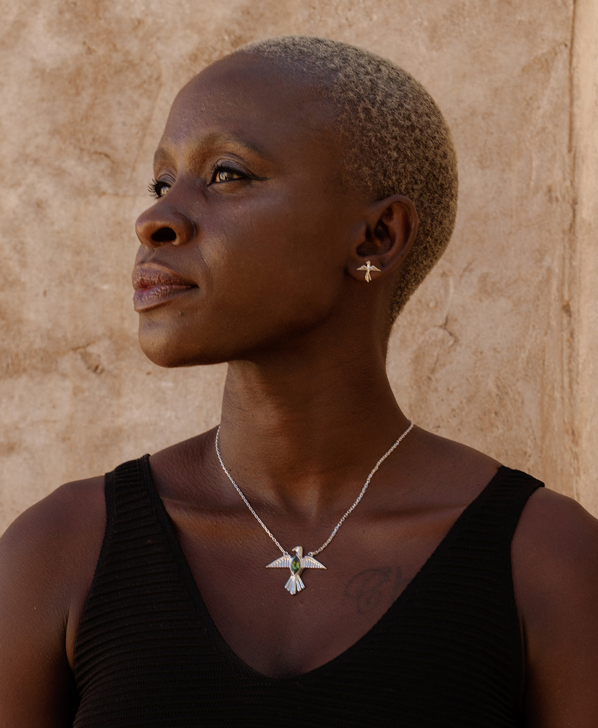 Birds of a Feather Necklace - 925 Sterling Silver, Peridot
