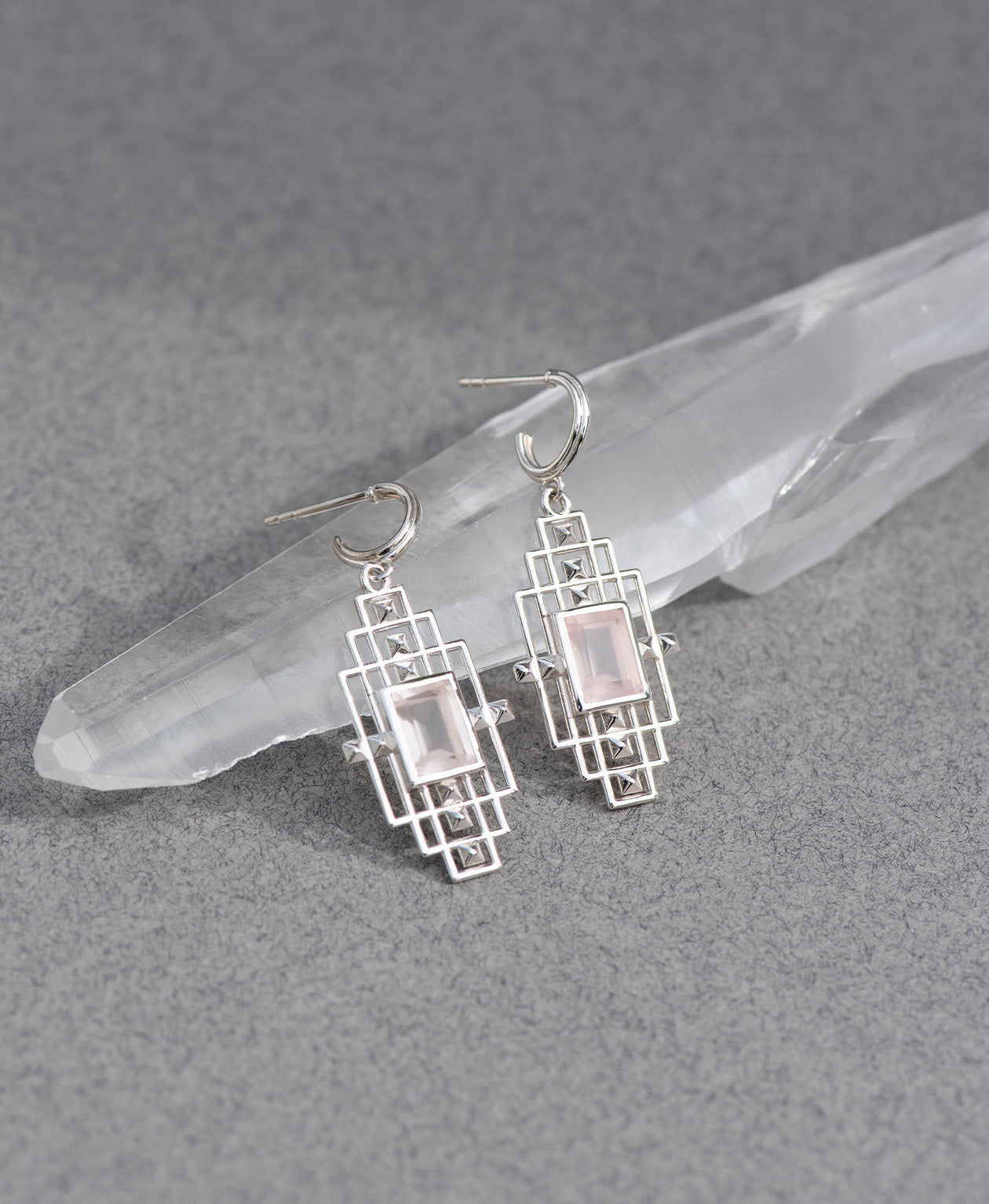 Bliss Earrings - 925 Sterling Silver, Rose Quartz