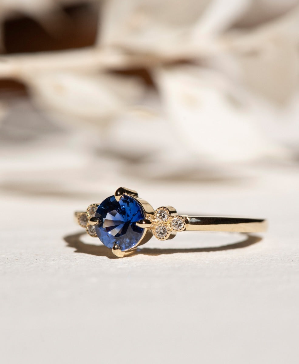 Mon Cheri Engagement Ring - 18k Yellow Gold, Blue Sapphire 0.50 carat