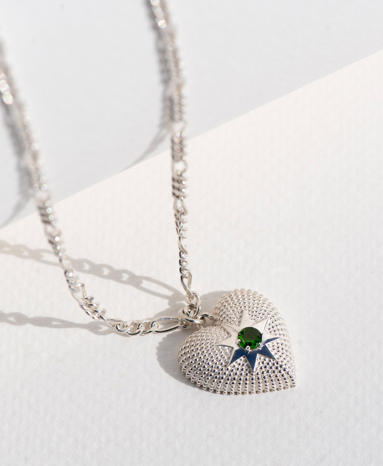 Brave Heart Necklace - 925 Sterling Silver, Chrome Diopside