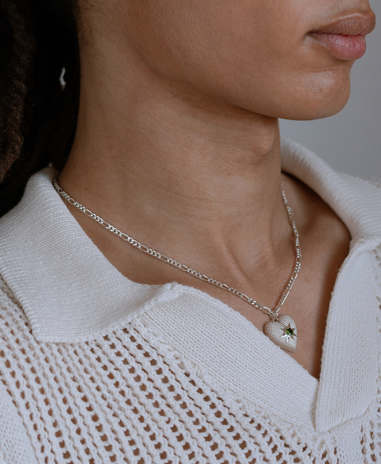 Brave Heart Necklace - 925 Sterling Silver, Chrome Diopside