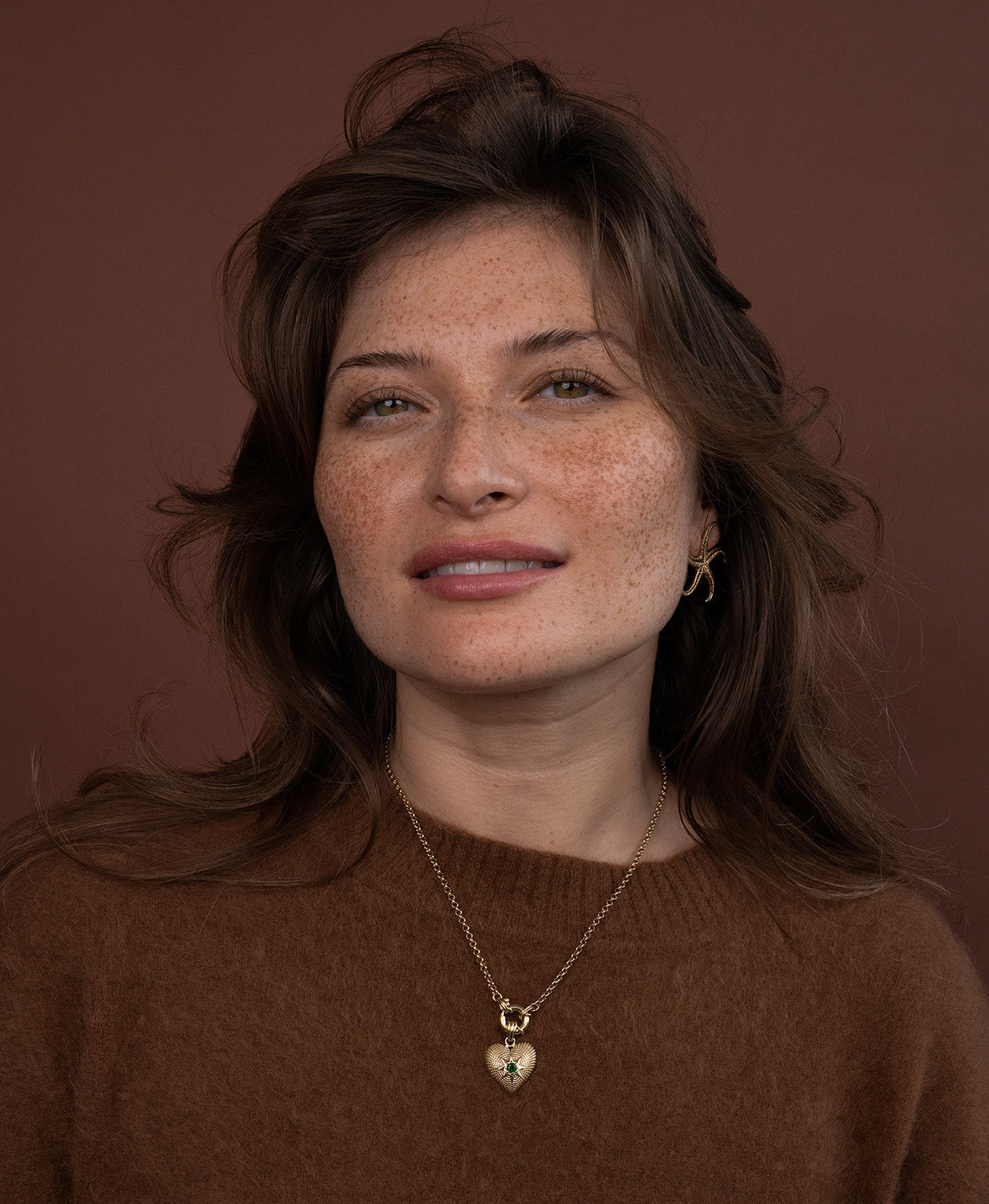 Brave Heart Charm - 22k Gold Vermeil, Chrome Diopside