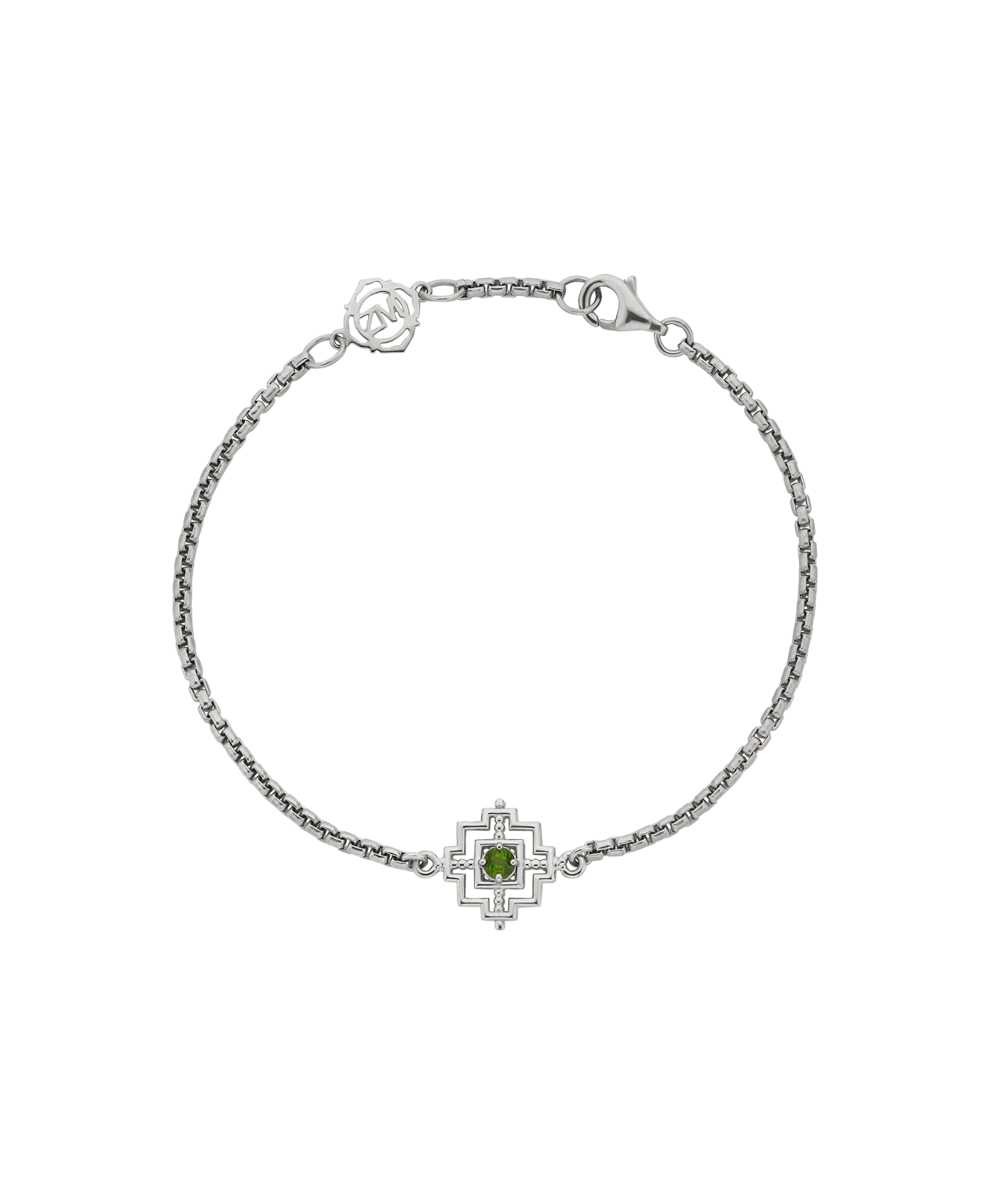 Centred Bracelet - 925 Sterling Silver, Chrome Diopside