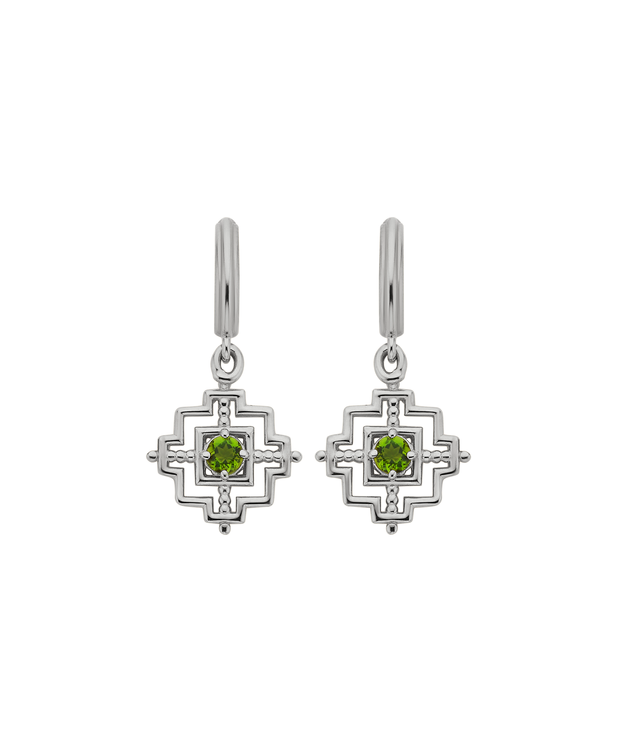 Centred Hoops - 925 Sterling Silver, Chrome Diopside