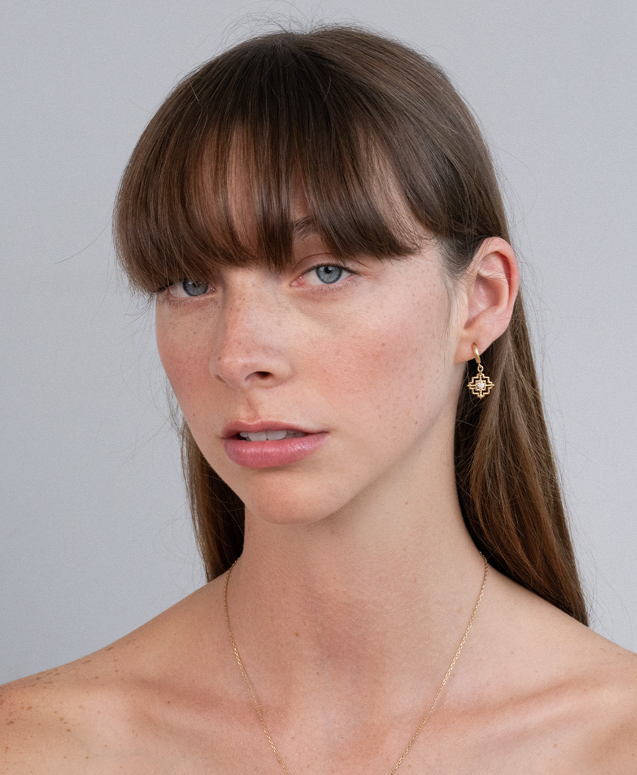 Centred Hoops - 22k Gold Vermeil, White Zircon