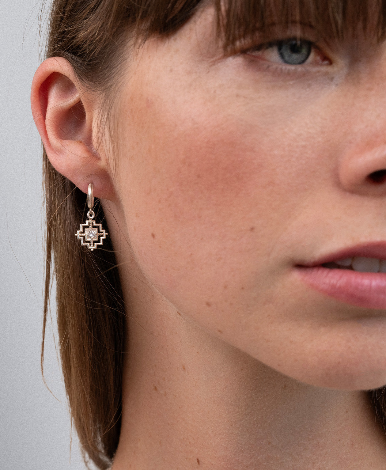 Centred Hoops - 925 Sterling Silver, White Zircon