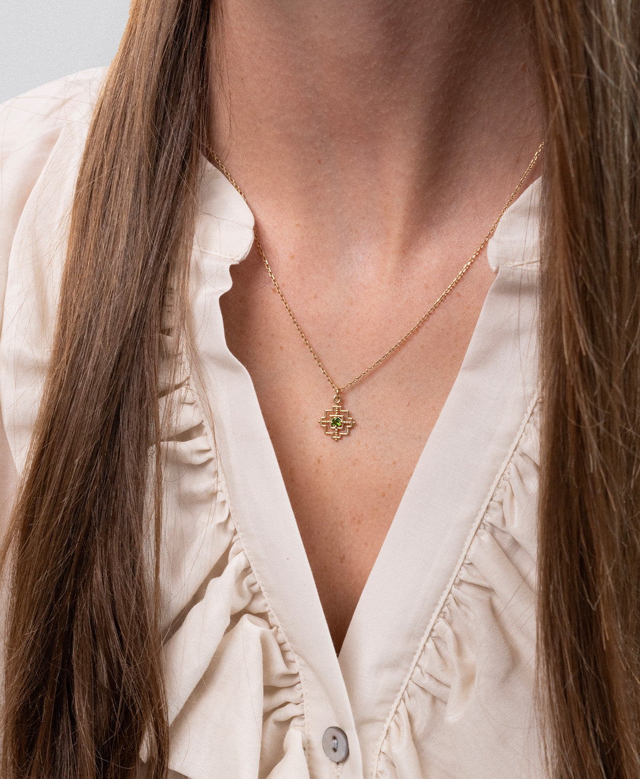 Centred Necklace - 22k Gold Vermeil, Chrome Diopside