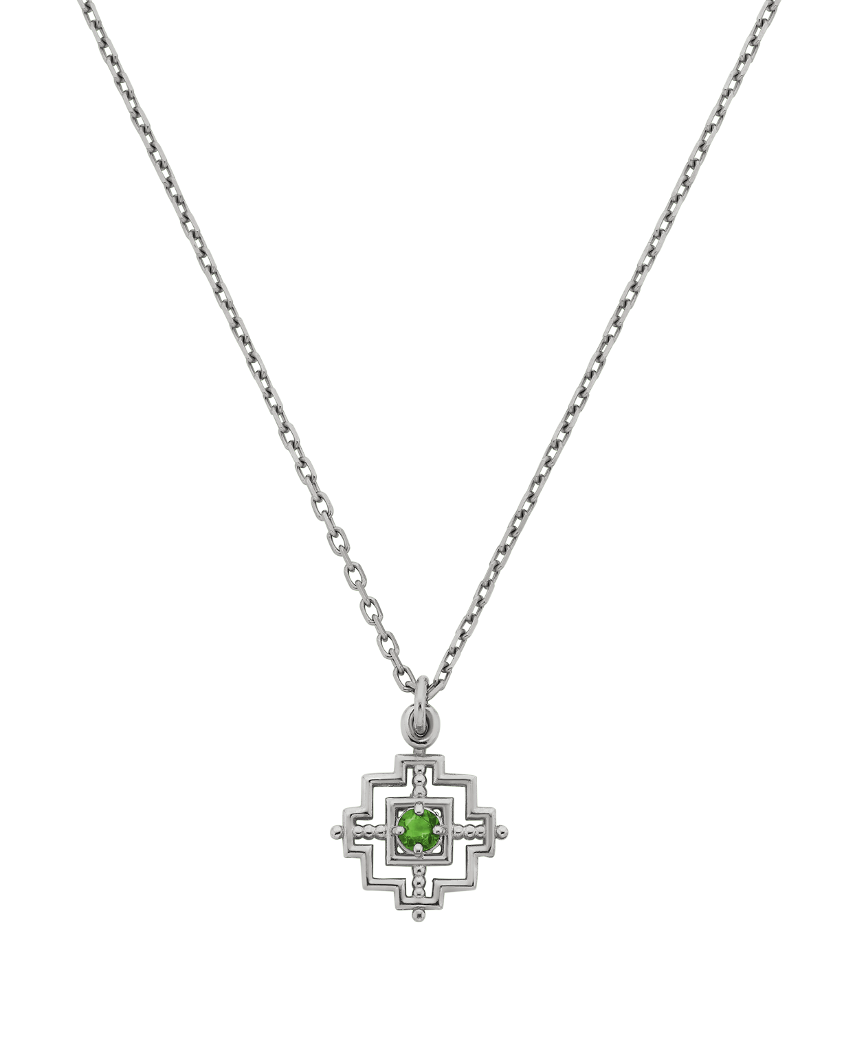 Centred Necklace - 925 Sterling Silver, Chrome Diopside