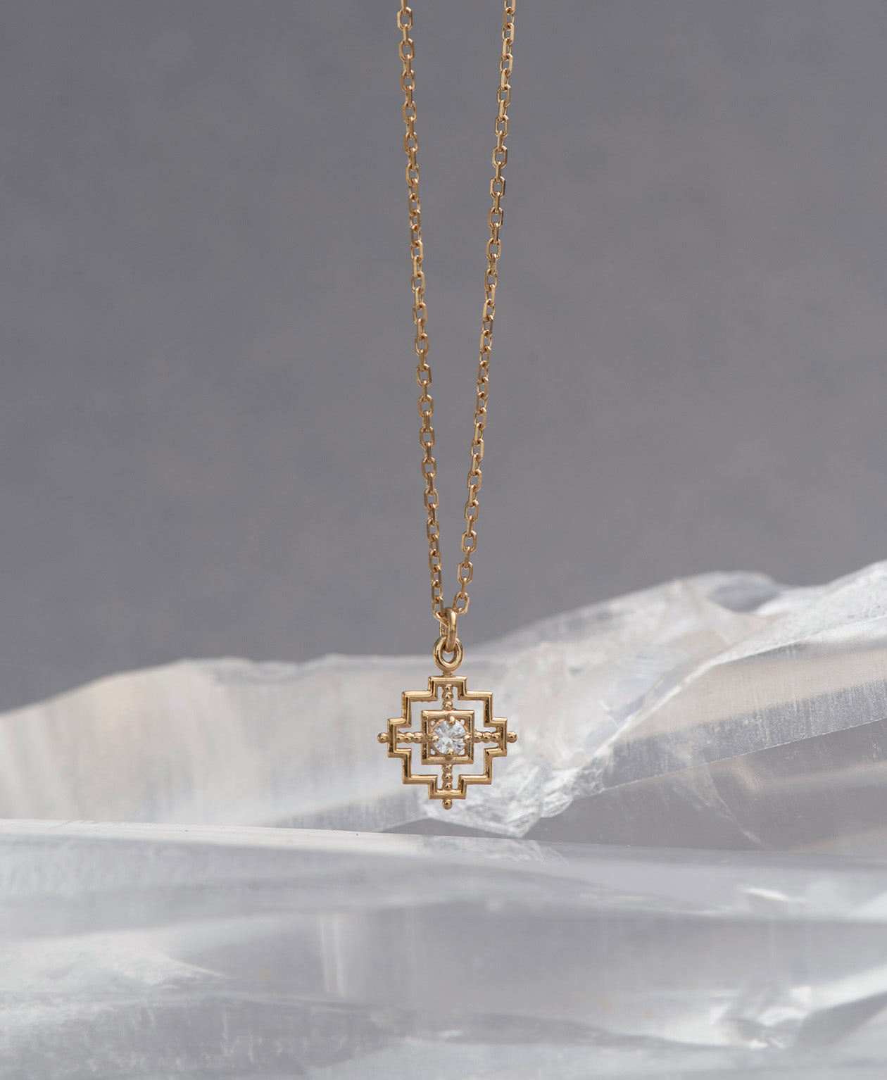 Centred Necklace - 22k Gold Vermeil, White Zircon