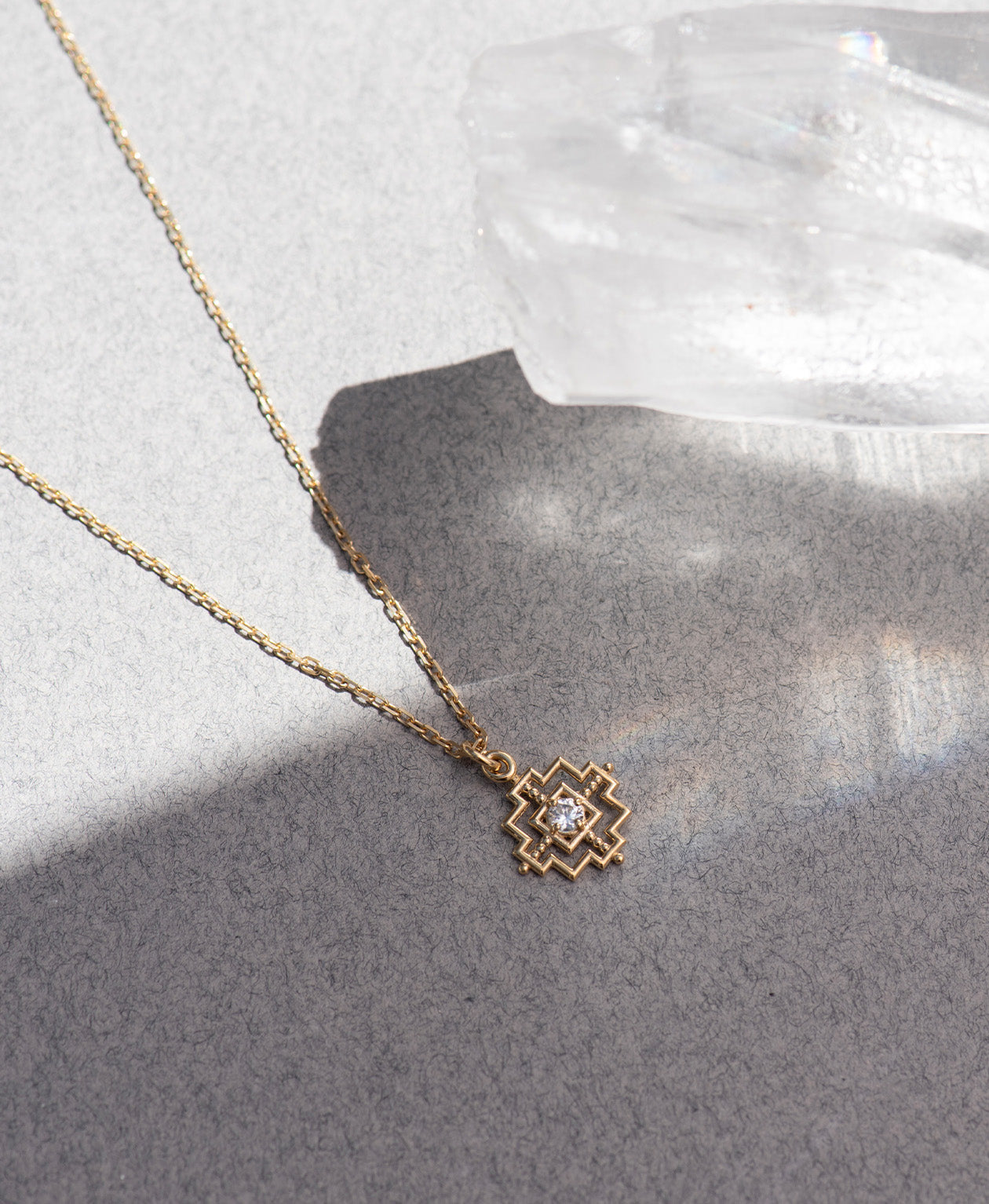 Centred Necklace - 22k Gold Vermeil, White Zircon