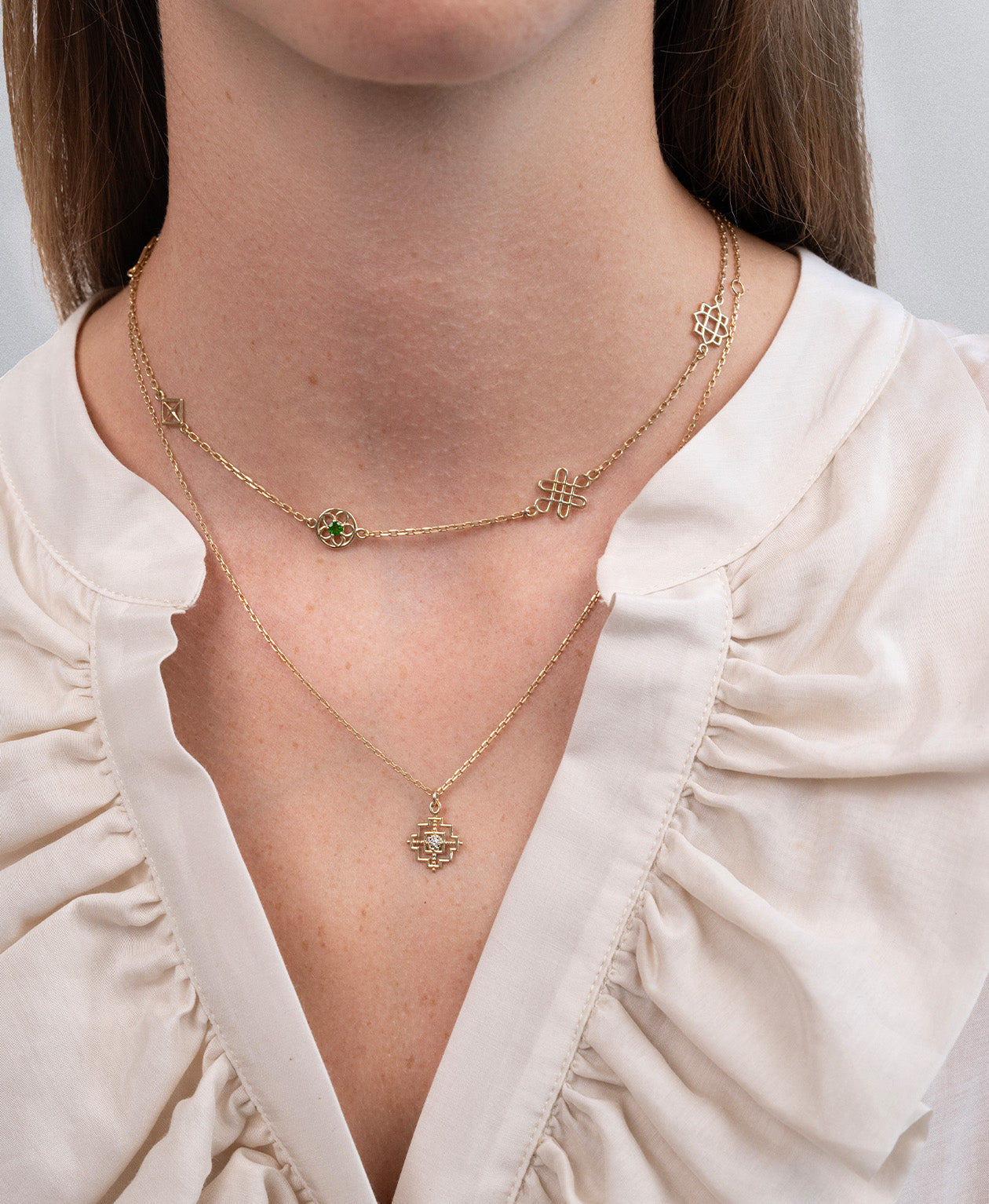 Centred Necklace - 22k Gold Vermeil, White Zircon