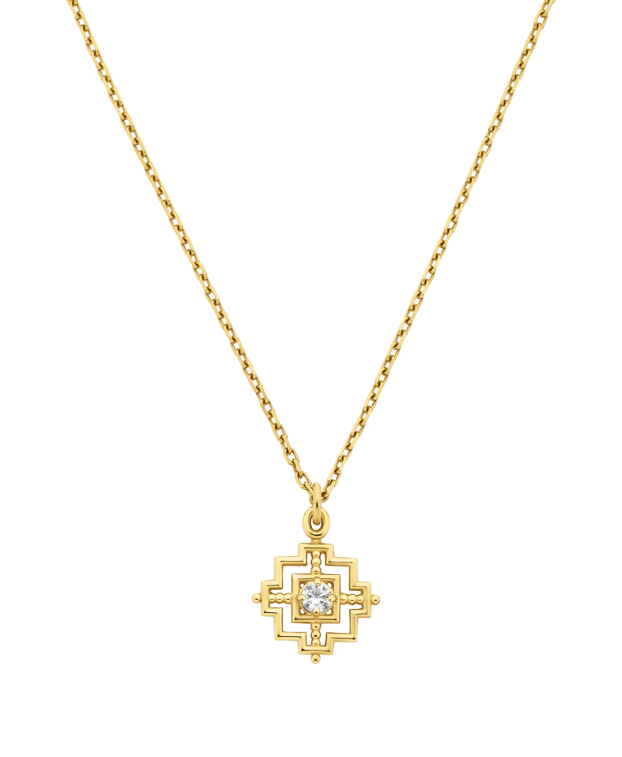 Centred Necklace - 22k Gold Vermeil, White Zircon