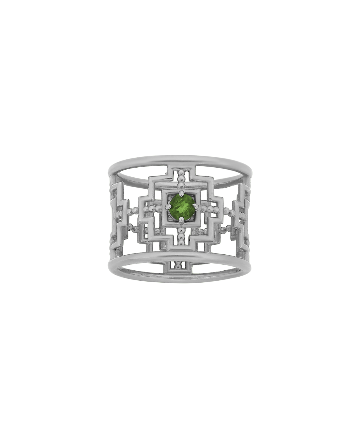 Centred Ring - 925 Sterling Silver, Chrome Diopside