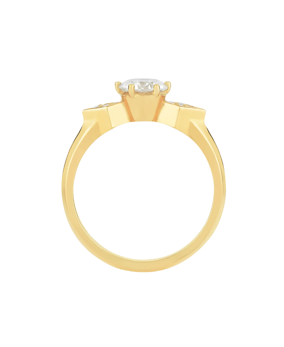 Dahlia Engagement Ring - 18k Yellow Gold, Round Brilliant Cut Diamond 0.80 carat