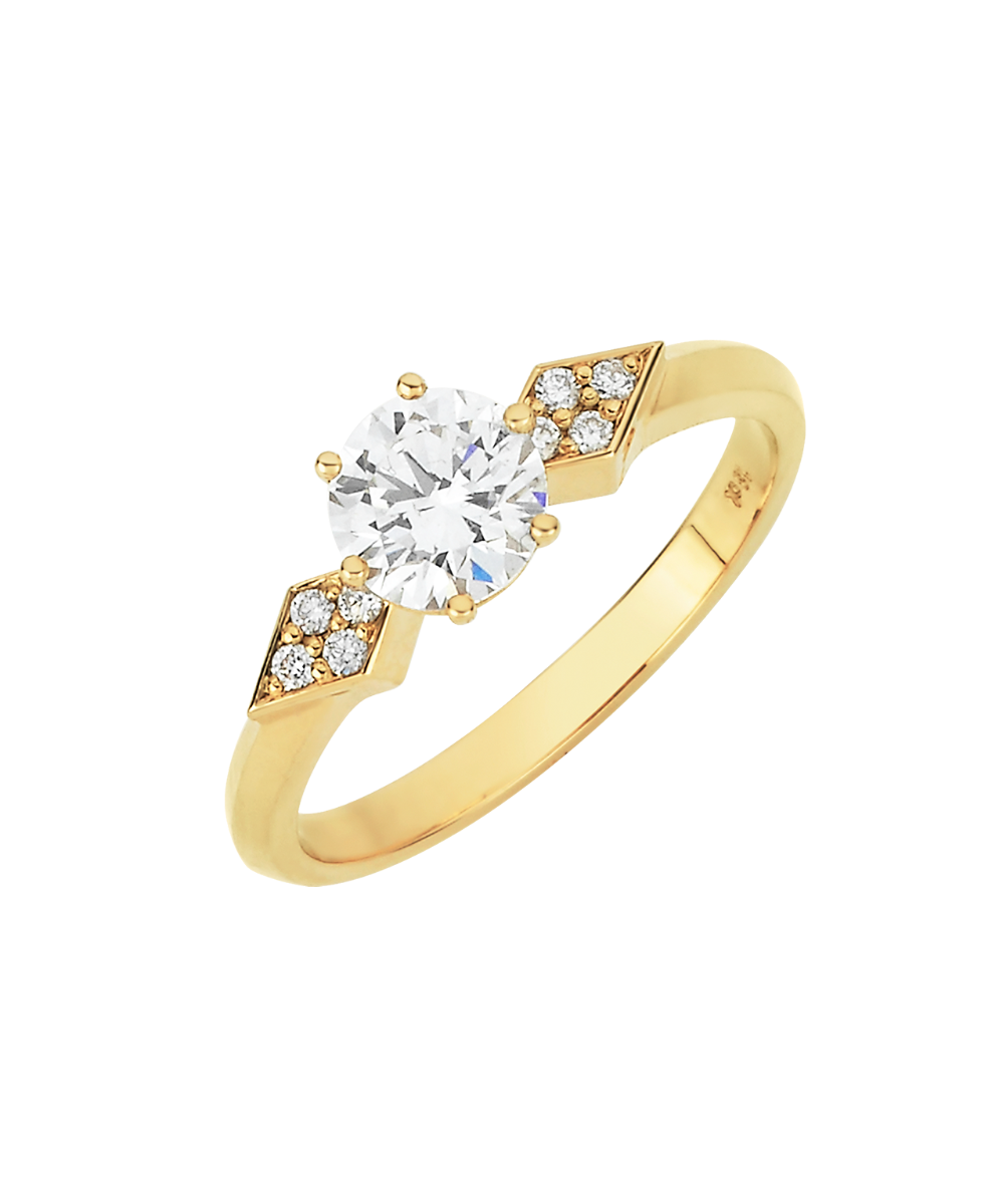 Dahlia Engagement Ring - 18k Yellow Gold, Round Brilliant Cut Diamond 0.80 carat