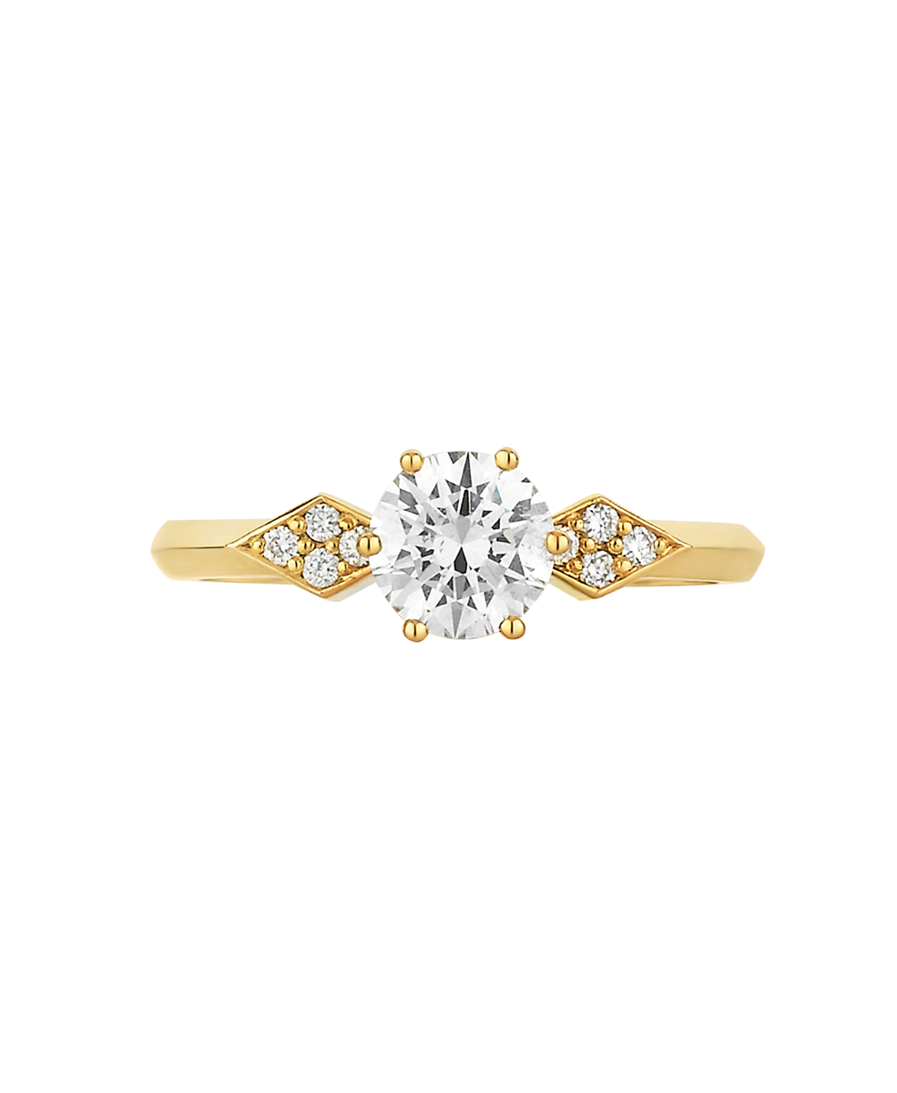 Dahlia Engagement Ring - 18k Yellow Gold, Round Brilliant Cut Diamond 0.80 carat