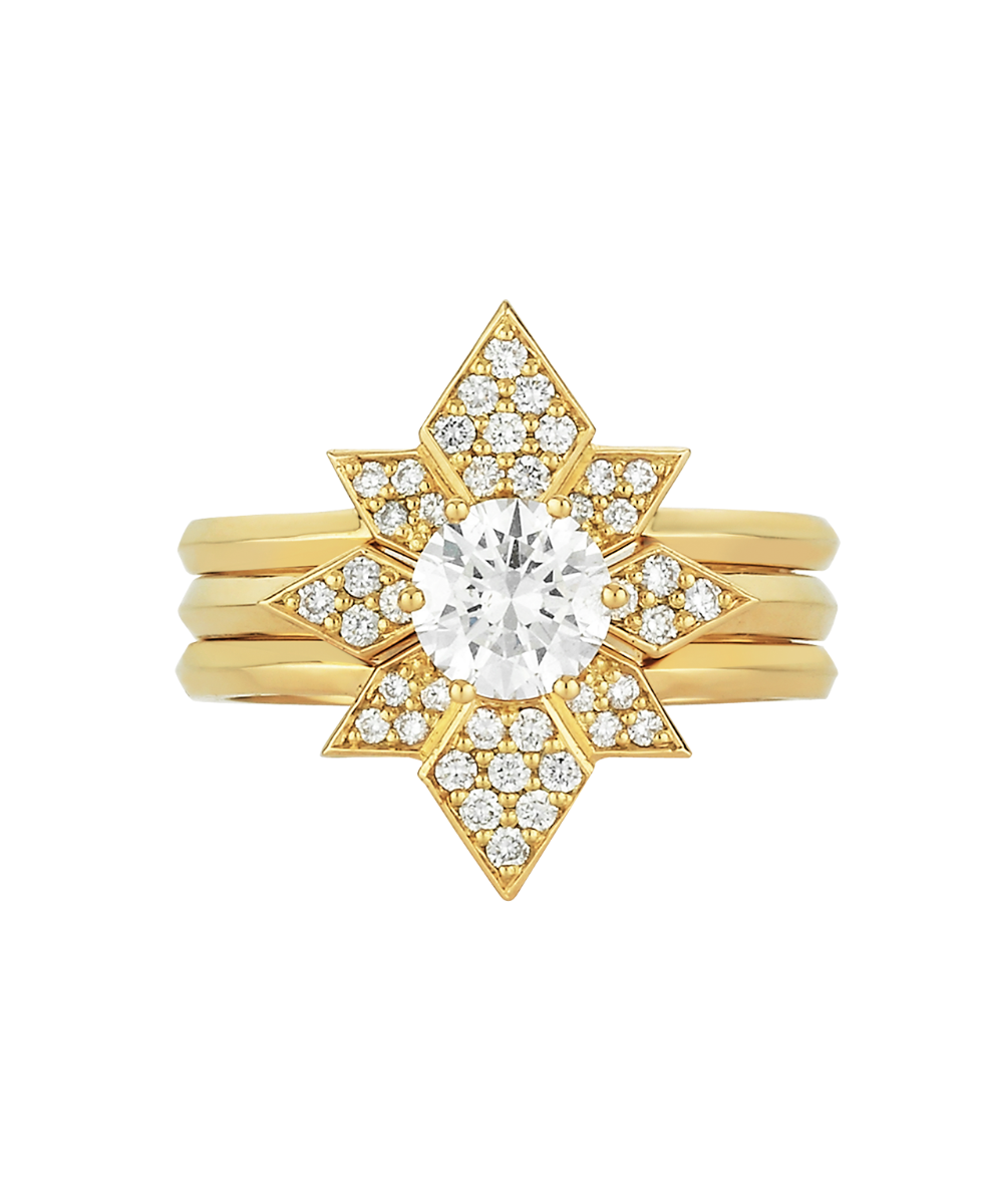 Dahlia Engagement Ring - 18k Yellow Gold, Round Brilliant Cut Diamond 0.80 carat