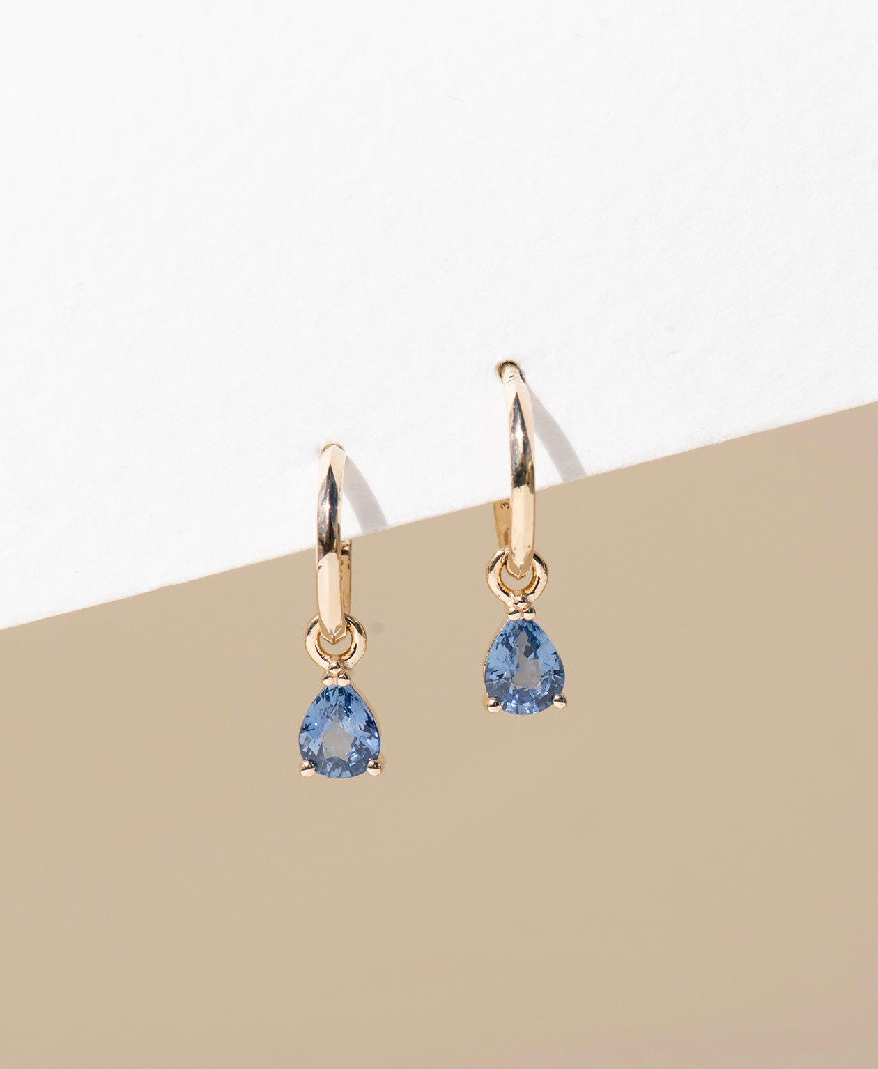 Dew Drop Hoops - 9k Yellow Gold, Blue Sapphire