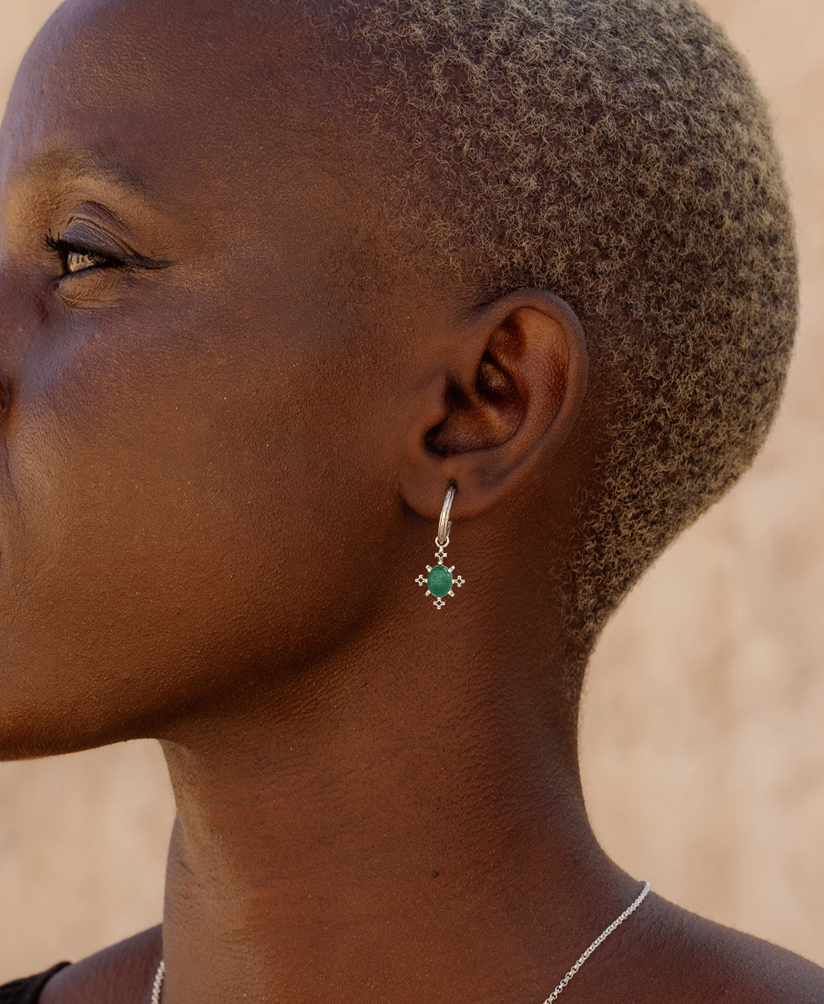 Farah Hoops - 925 Sterling Silver, Emerald