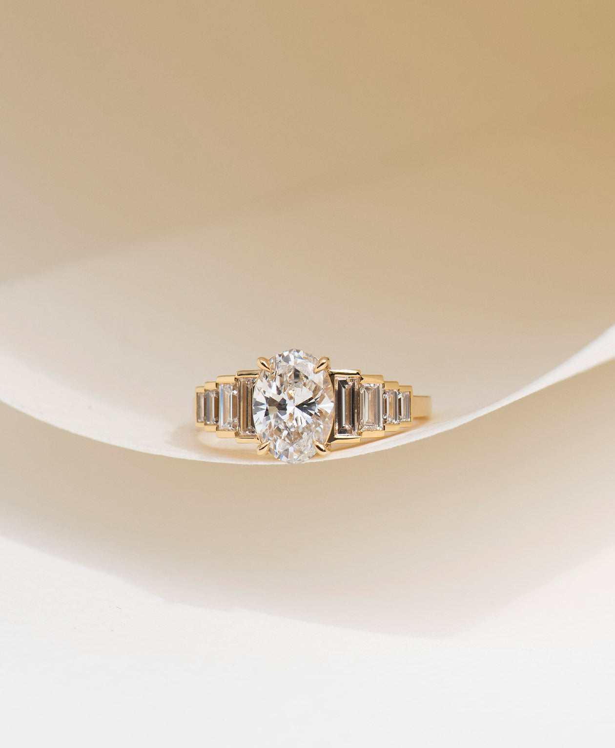 Fides Engagement Ring - 18k Yellow Gold, Oval Brilliant Cut Lab Grown Diamond 1.50 carat