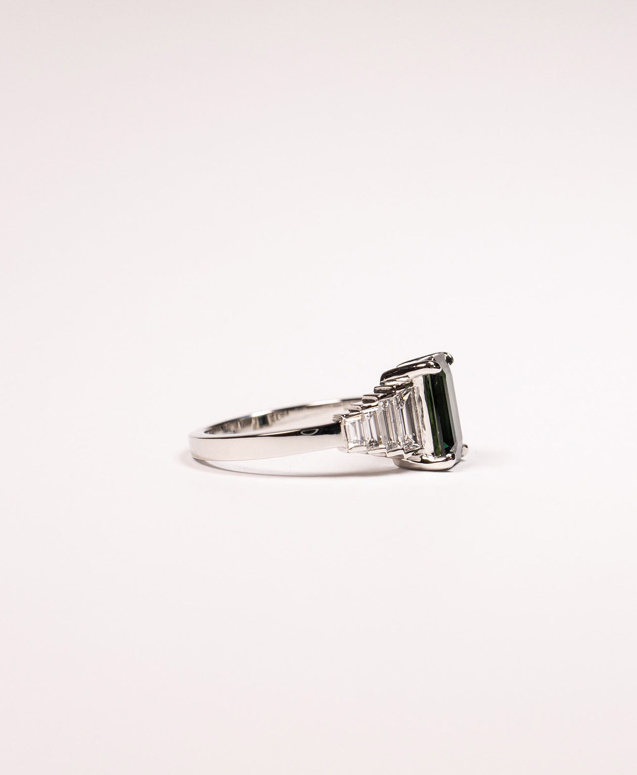 Fides Engagement Ring - Platinum, Octagonal Step Cut Teal Sapphire 2.05 carat