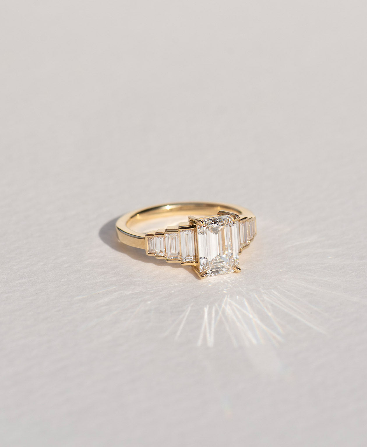 Fides Engagement Ring - 18k Yellow Gold, Emerald Cut Diamond 2.0 carat
