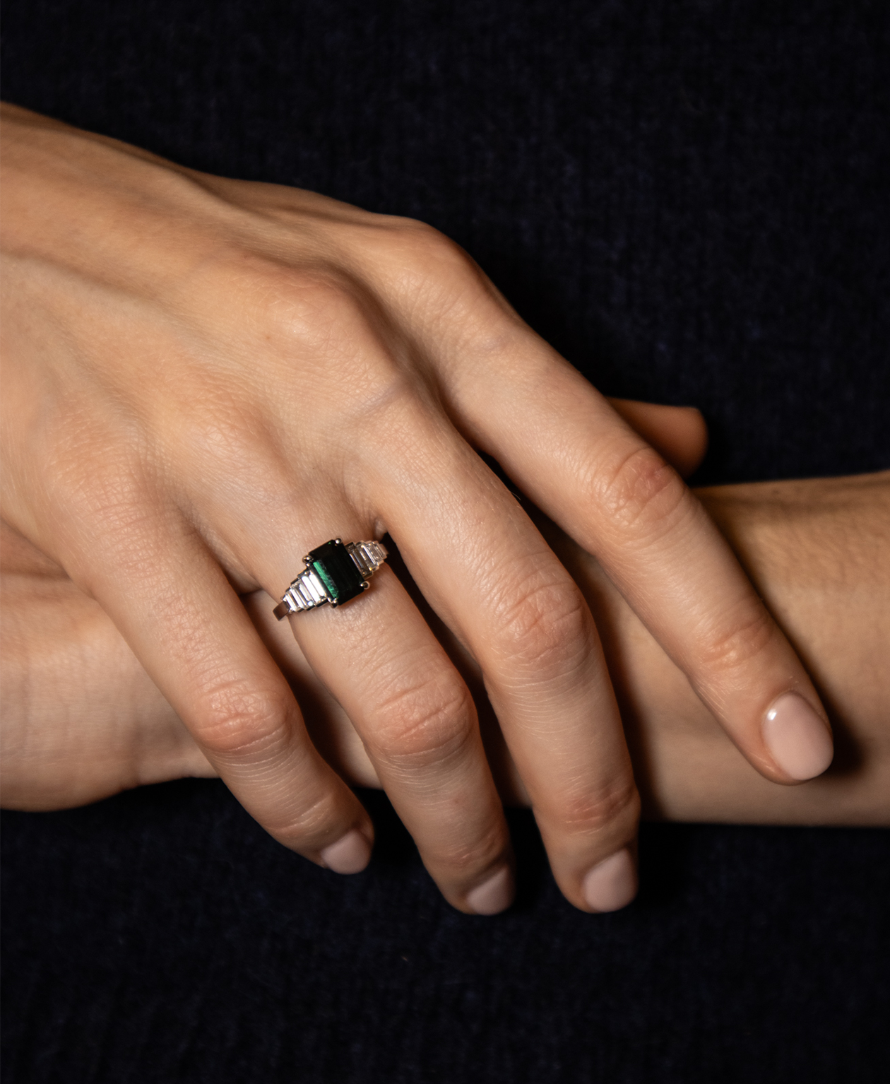 Fides Engagement Ring - Platinum, Octagonal Step Cut Teal Sapphire 2.05 carat