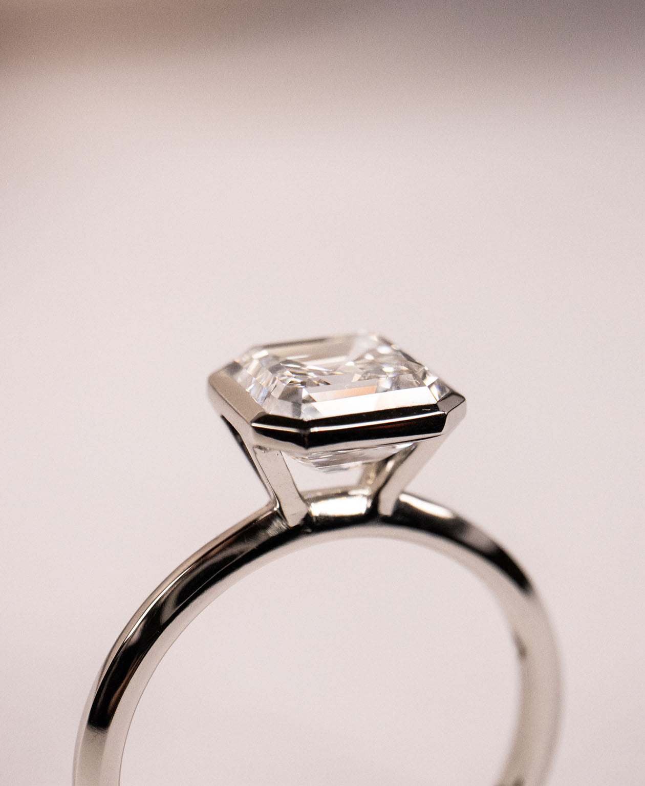 Frida Engagement Ring - Platinum, Square Emerald Cut Lab Grown Diamond 2.0 carat