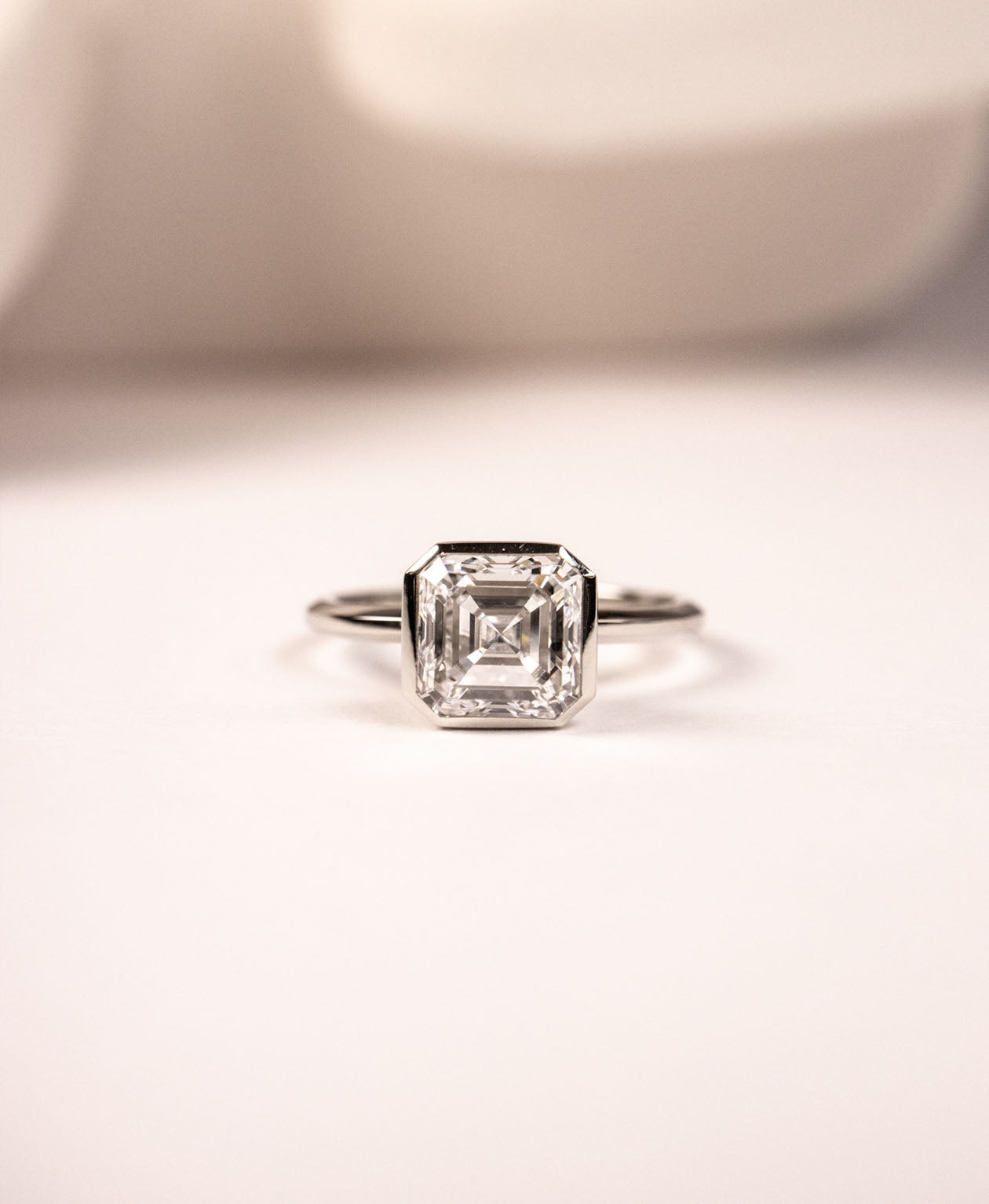 Frida Engagement Ring - Platinum, Square Emerald Cut Lab Grown Diamond 2.0 carat