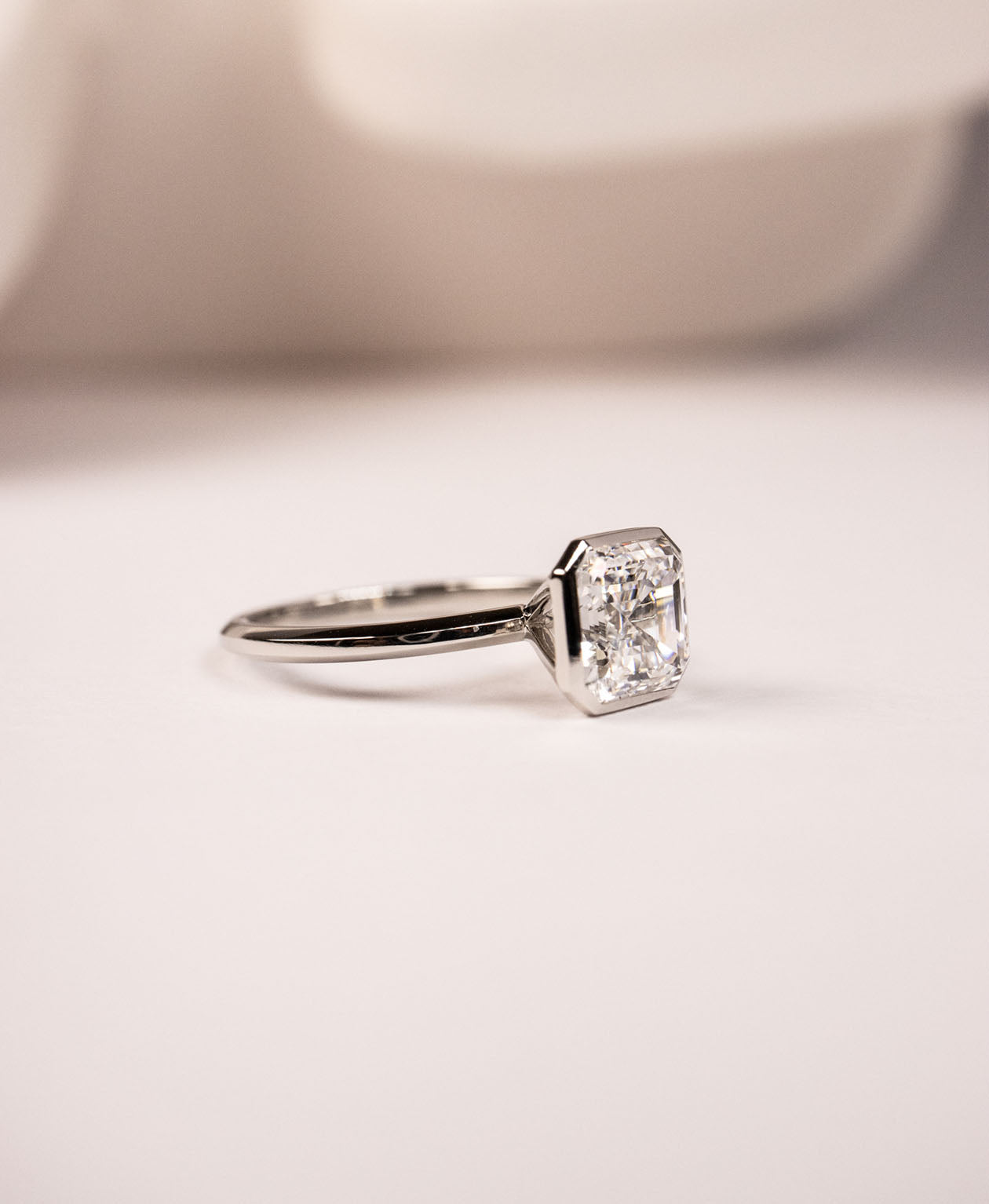 Frida Engagement Ring - Platinum, Square Emerald Cut Lab Grown Diamond 2.0 carat