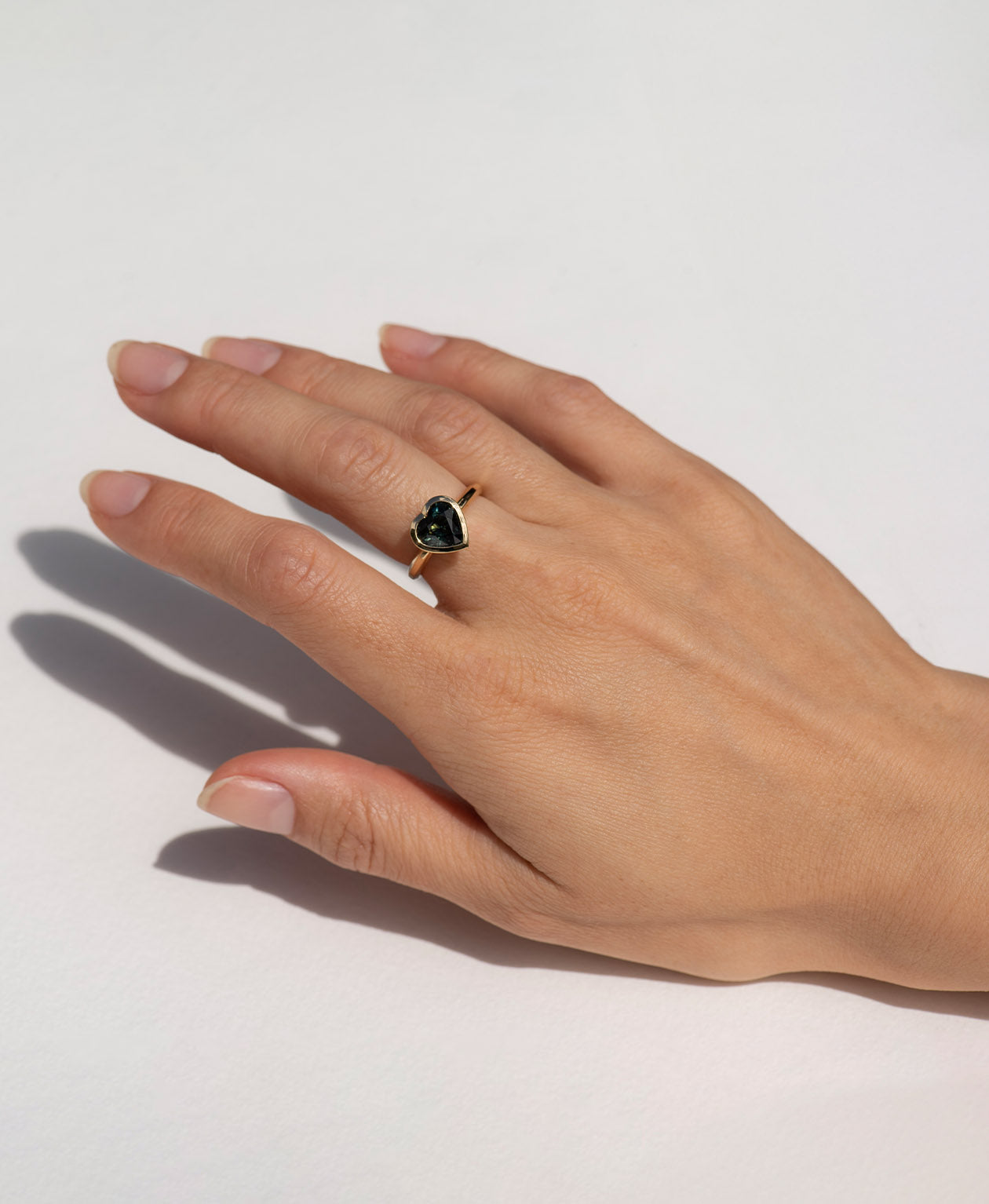 Frida Engagement Ring - 18k Yellow Gold, Heart Cut Green Sapphire 2.57 carat