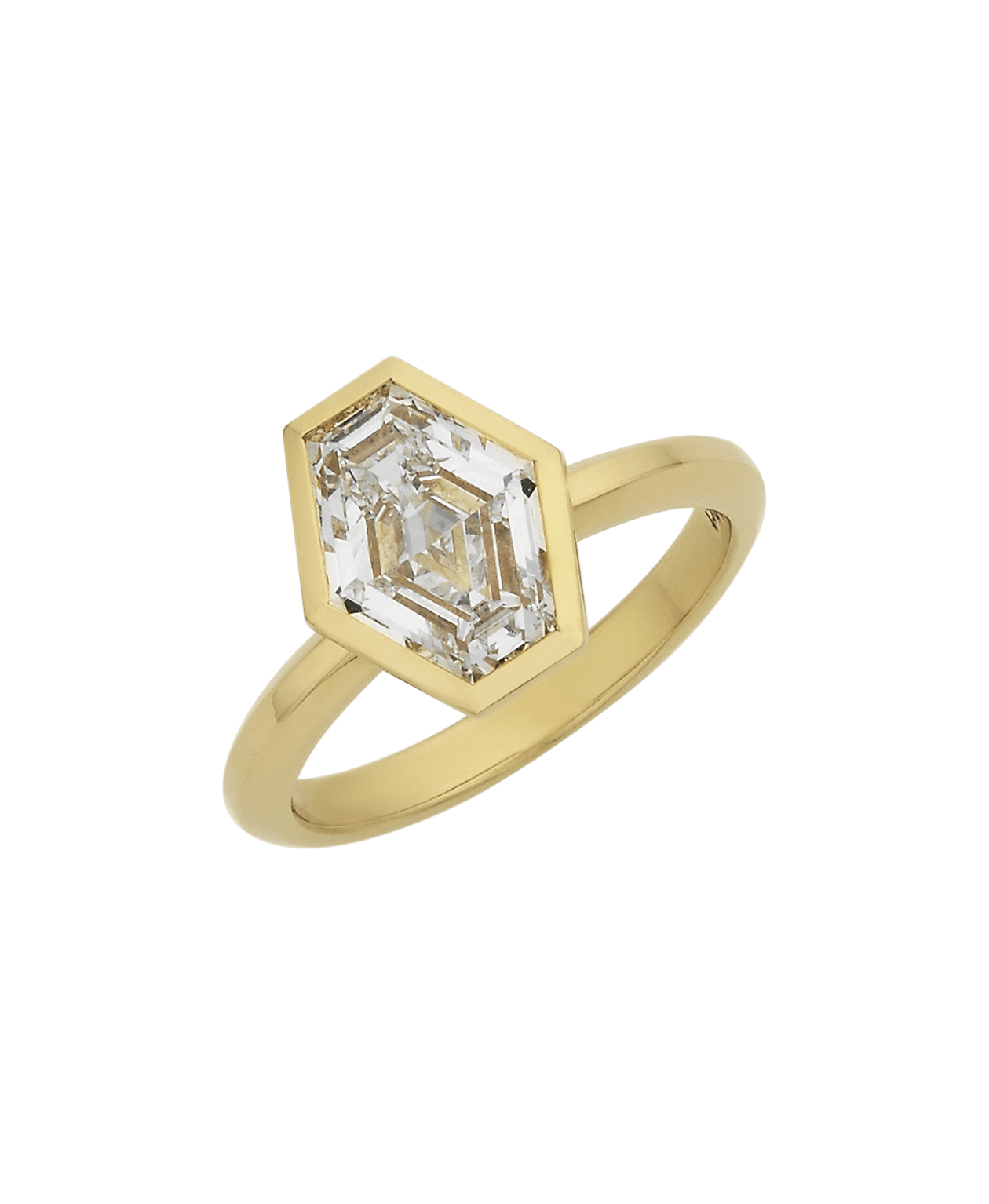 Frida Engagement Ring - 18k Yellow Gold, Elongated Hexagonal Step Cut Lab Grown Diamond 2.42 carat